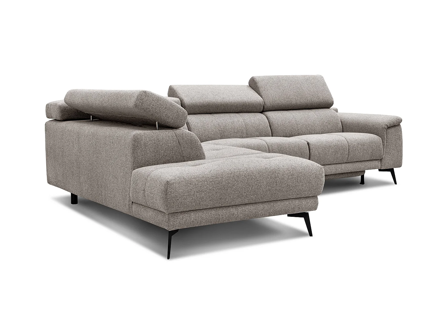 Canapé d'angle 5 places avec un relax électrique tissu taupe - FIERO