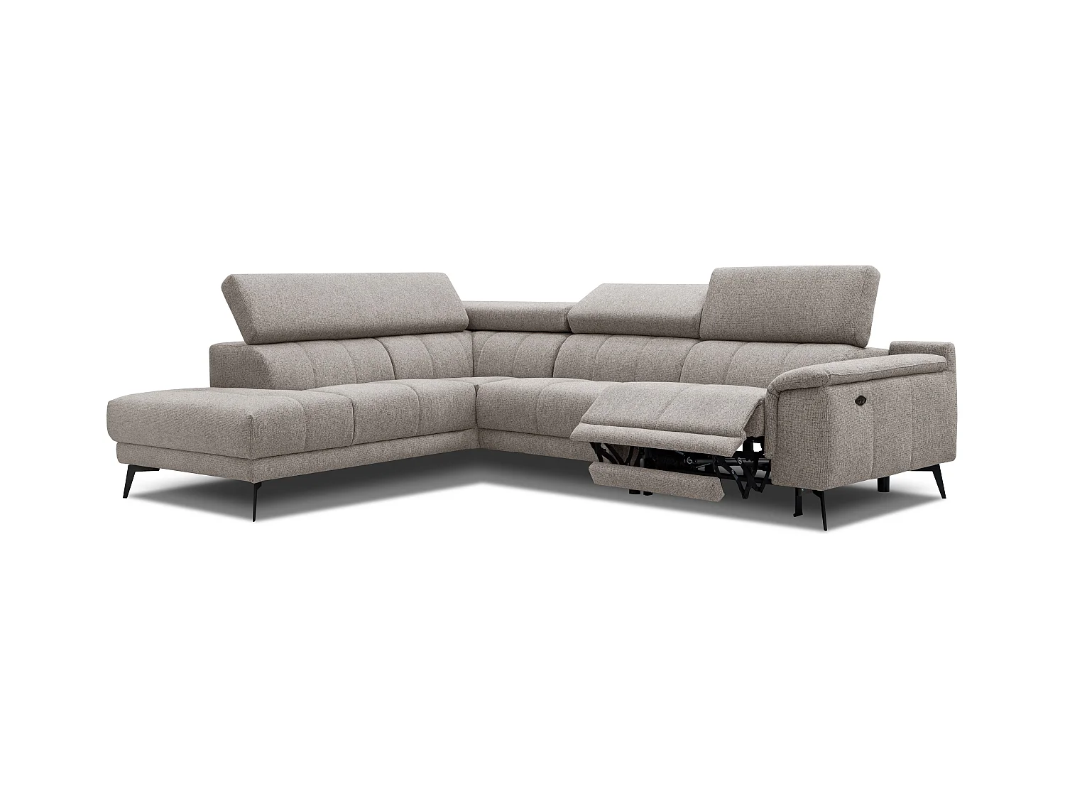 FIERO Ecksofa 5-Sitzer links mit 1 Relaxfunktion und verstellbare Kopfstützen, taupe