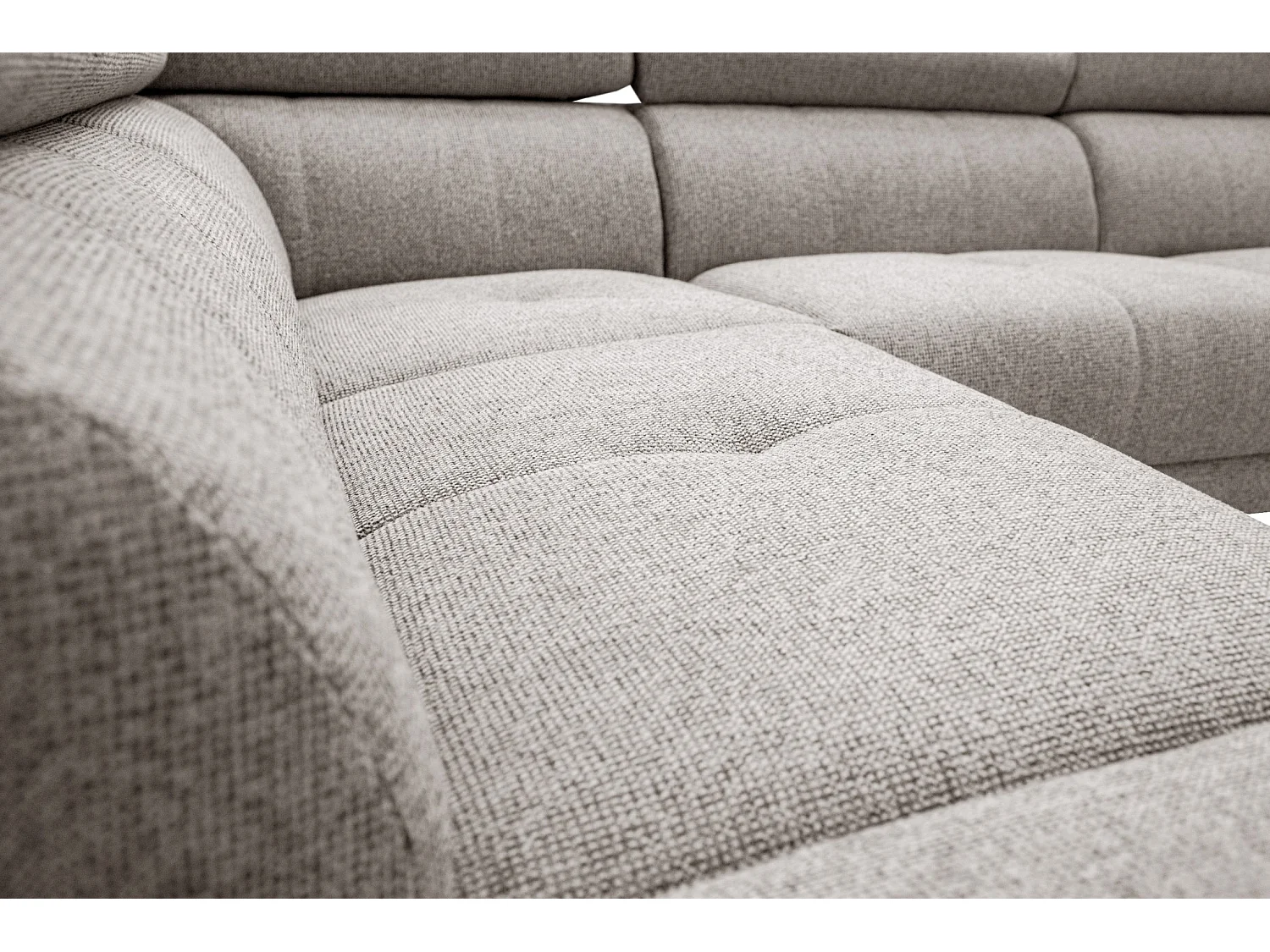 FIERO Ecksofa 5-Sitzer links mit 1 Relaxfunktion und verstellbare Kopfstützen, taupe