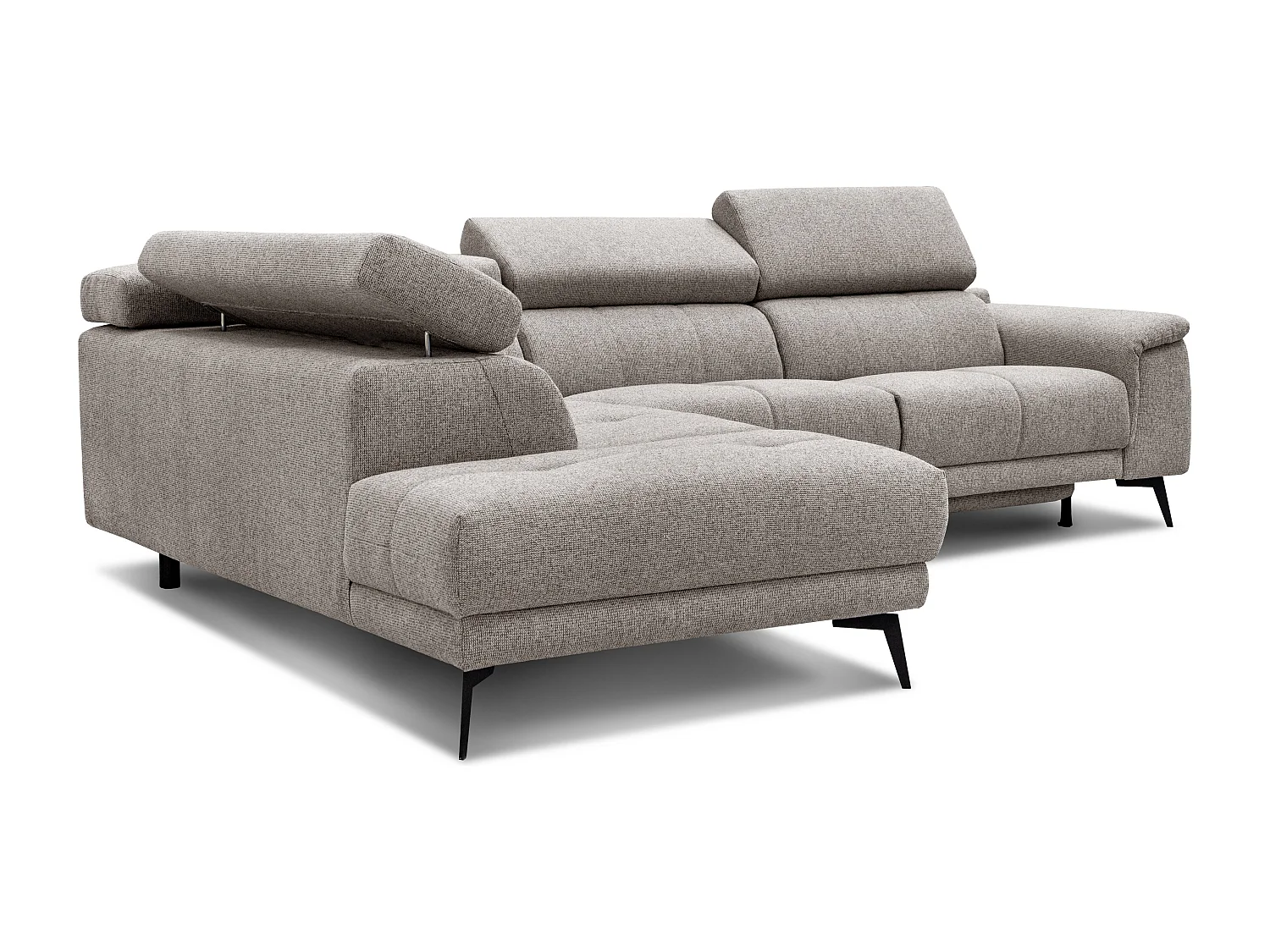FIERO Ecksofa 5-Sitzer links mit 1 Relaxfunktion und verstellbare Kopfstützen, taupe