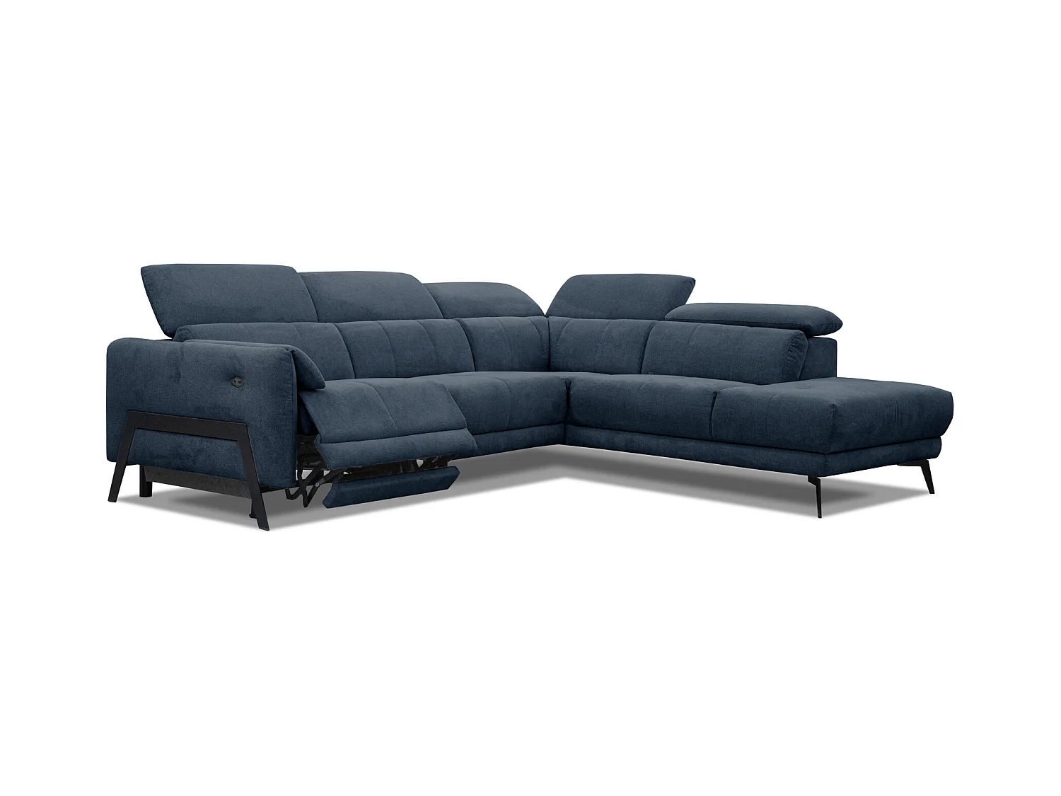 SCALA Ecksofa 5-Sitzer rechts mit 1 Relaxfunktion und verstellbare Kopfstützen, marineblau