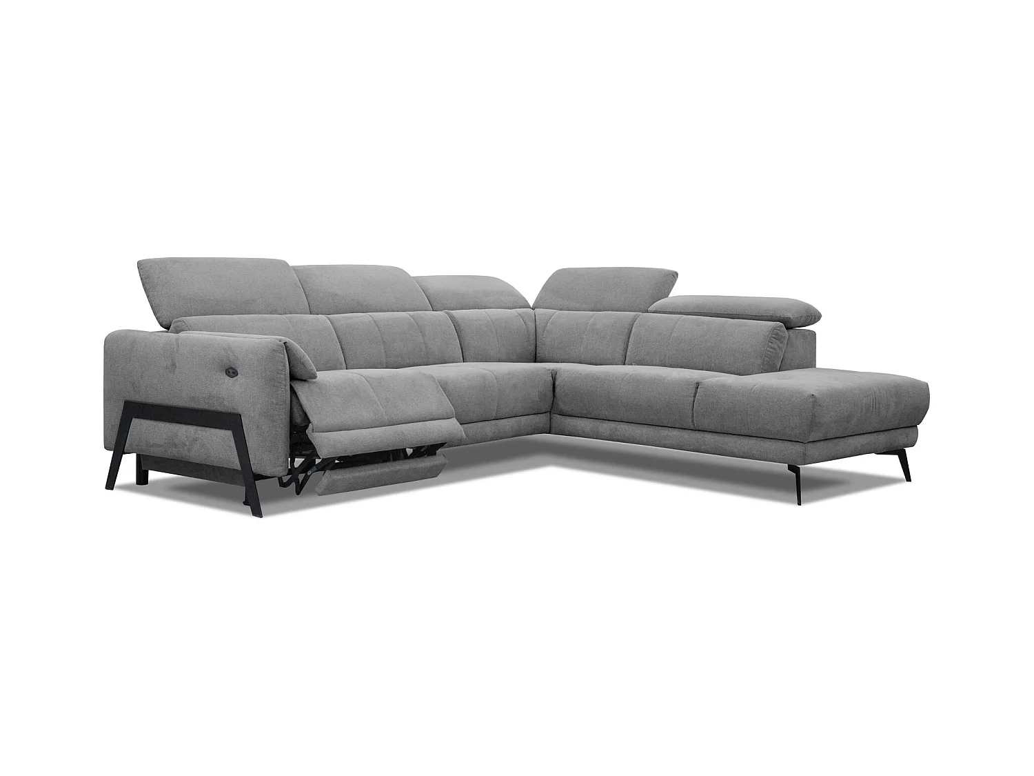 SCALA Ecksofa 5-Sitzer rechts mit 1 Relaxfunktion und verstellbare Kopfstützen, grau