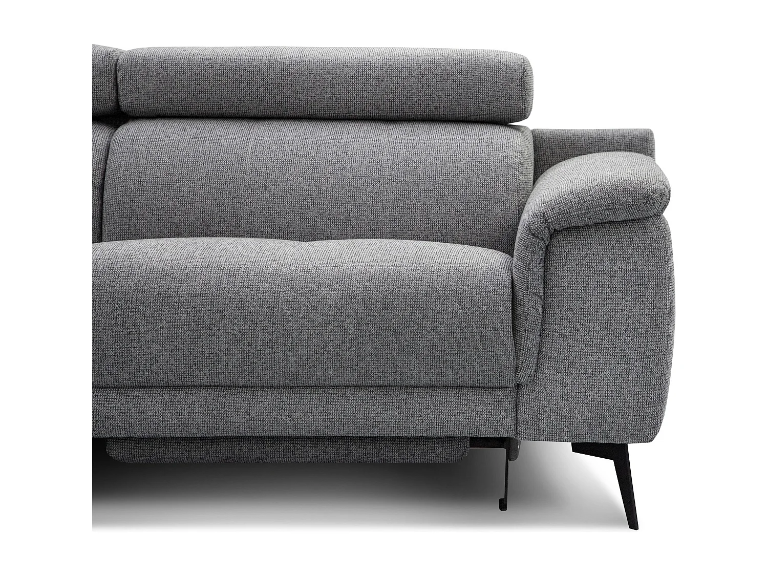 FIERO Ecksofa 5-Sitzer links mit 1 Relaxfunktion und verstellbare Kopfstützen, grau