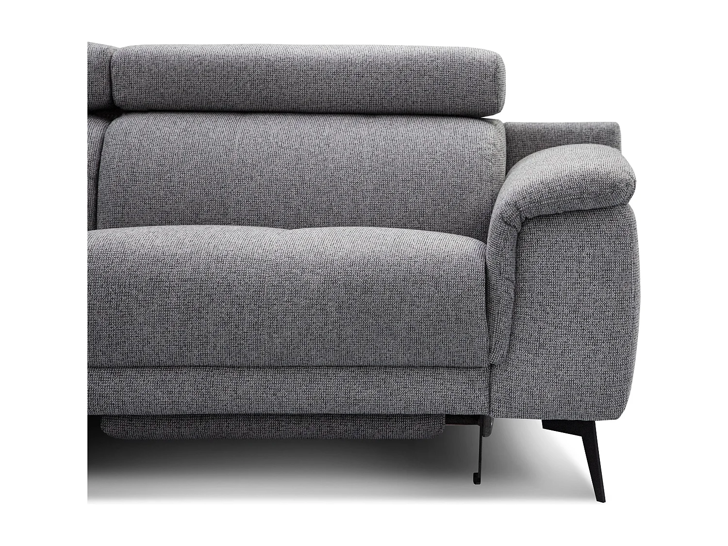 FIERO Ecksofa 5-Sitzer links mit 1 Relaxfunktion und verstellbare Kopfstützen, grau