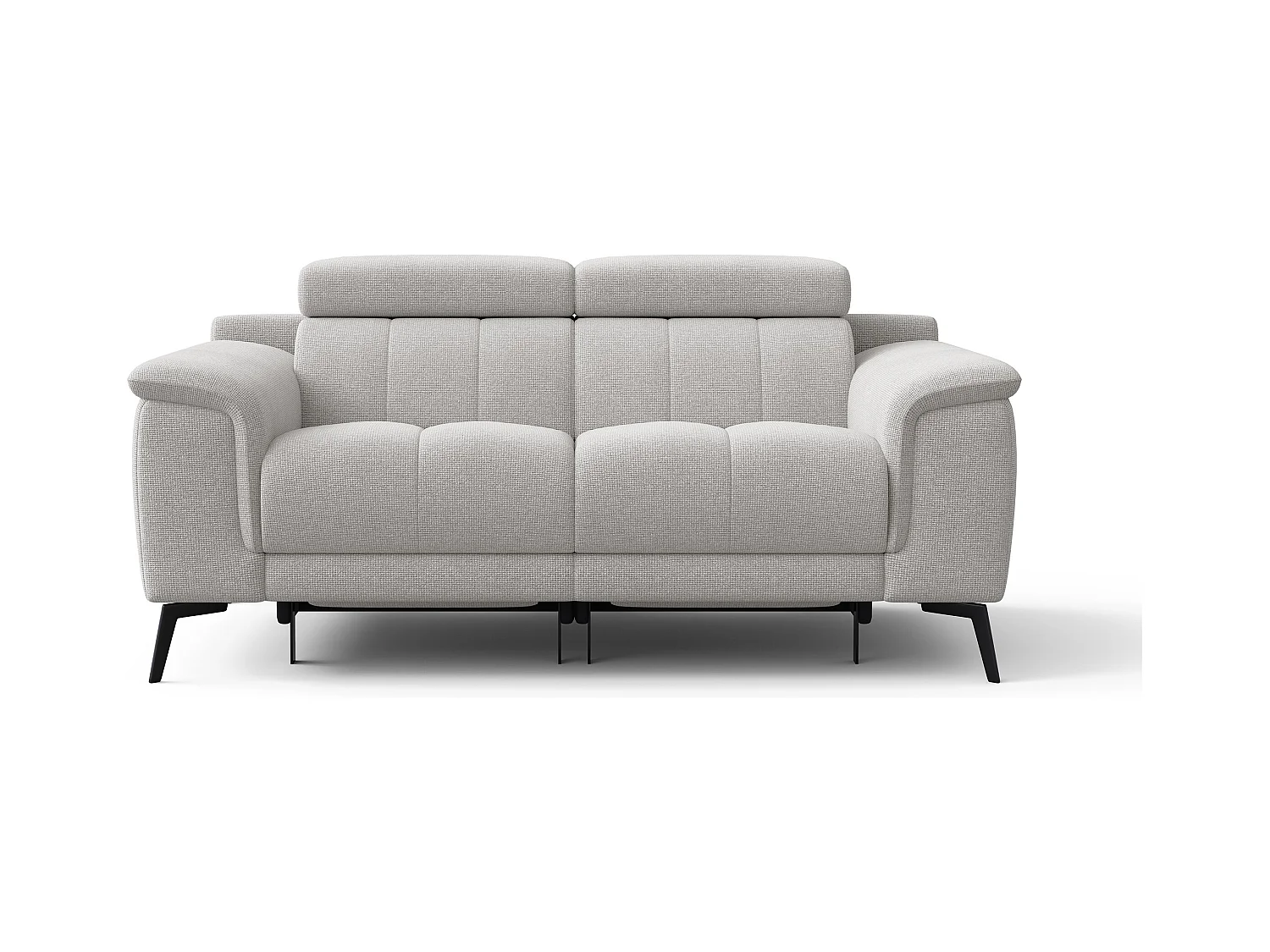 Canapé droit avec 2 relax électriques tissu gris clair - FIERO