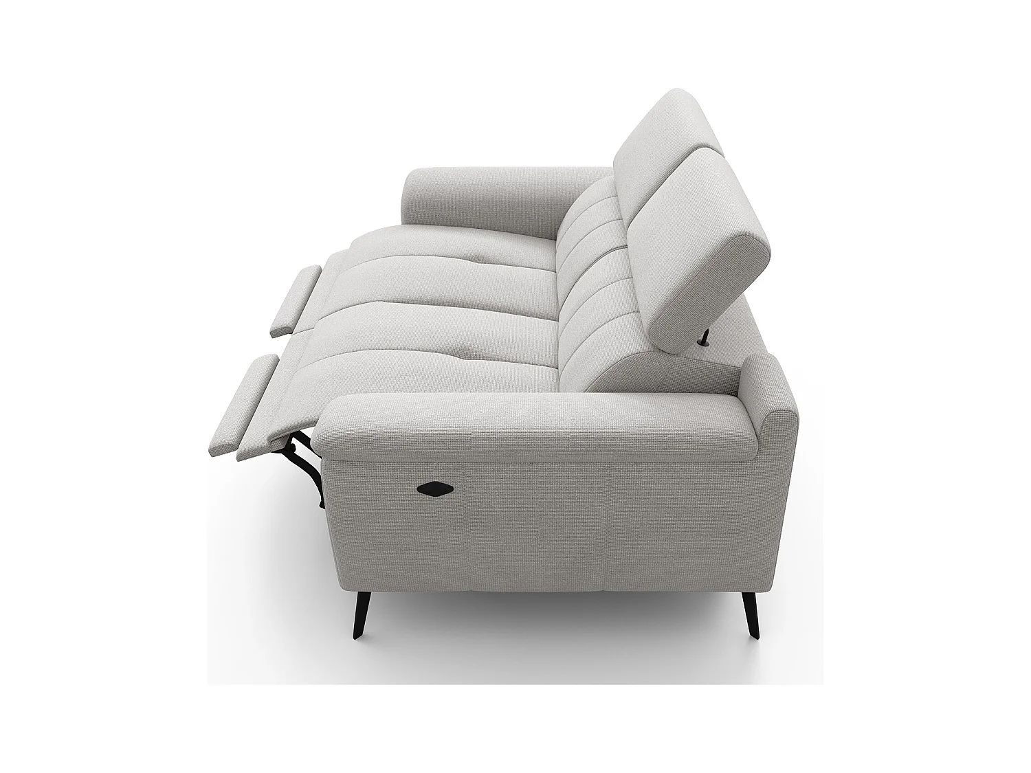 Canapé droit avec 2 relax électriques tissu gris clair - FIERO