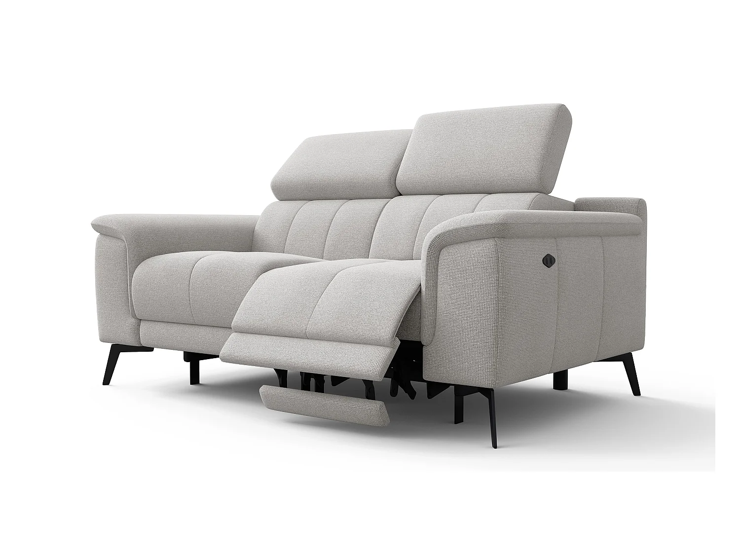 Canapé droit avec 2 relax électriques tissu gris clair - FIERO