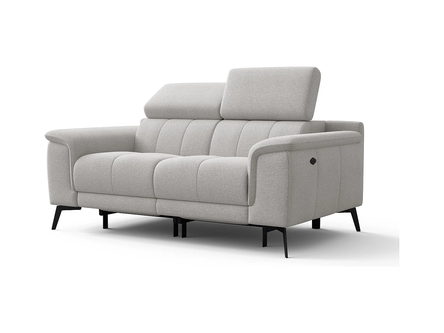 Canapé droit avec 2 relax électriques tissu gris clair - FIERO