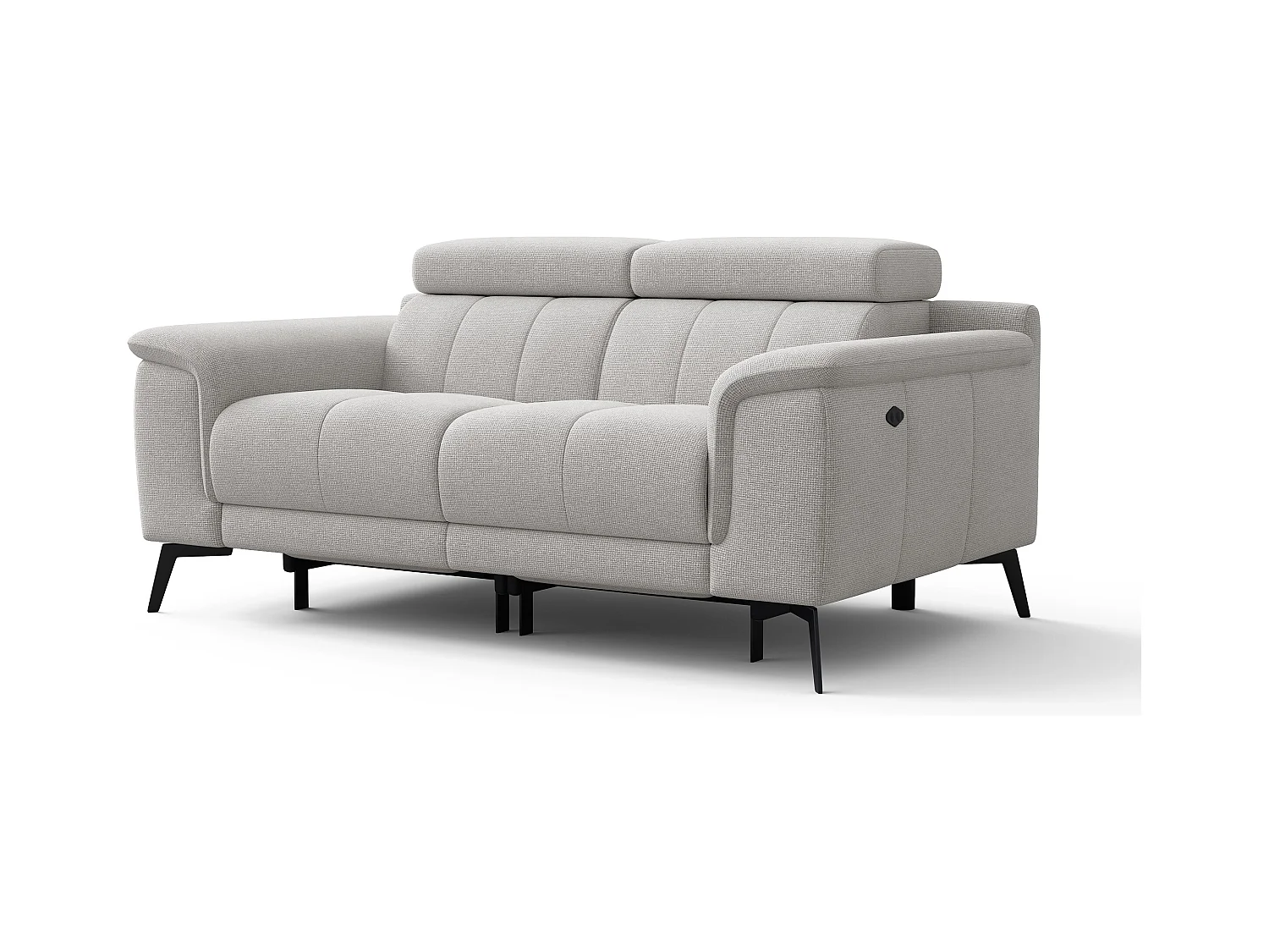 Canapé droit avec 2 relax électriques tissu gris clair - FIERO