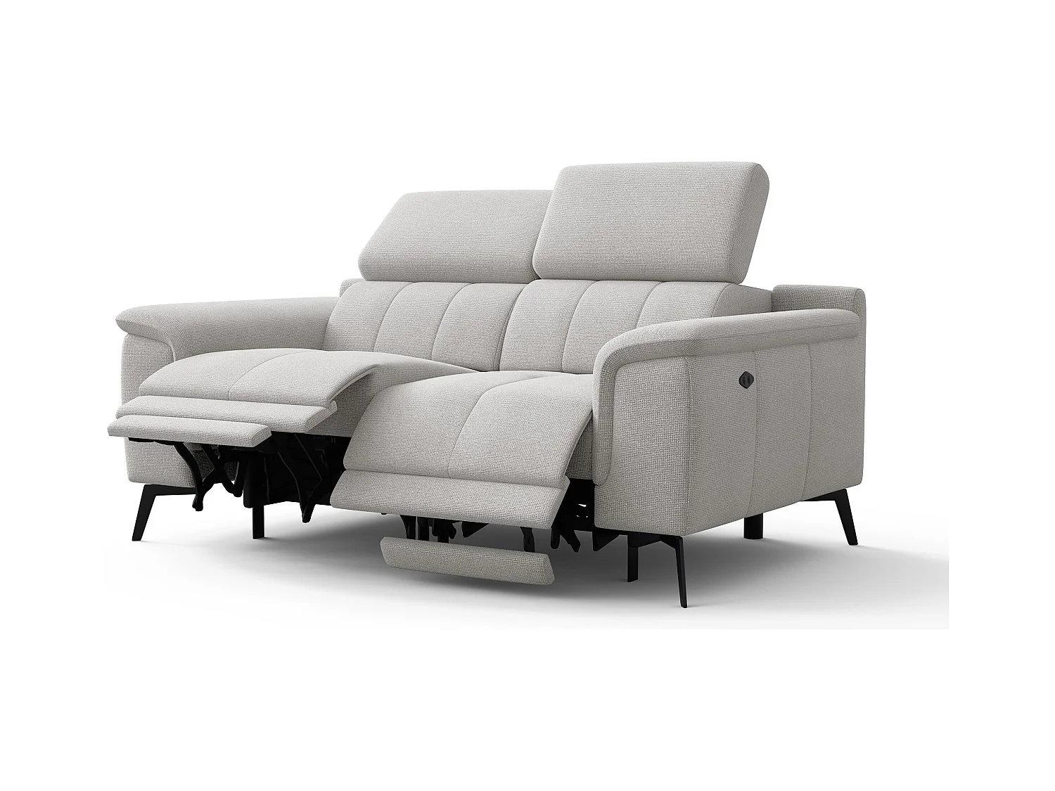 Canapé droit avec 2 relax électriques tissu gris clair - FIERO