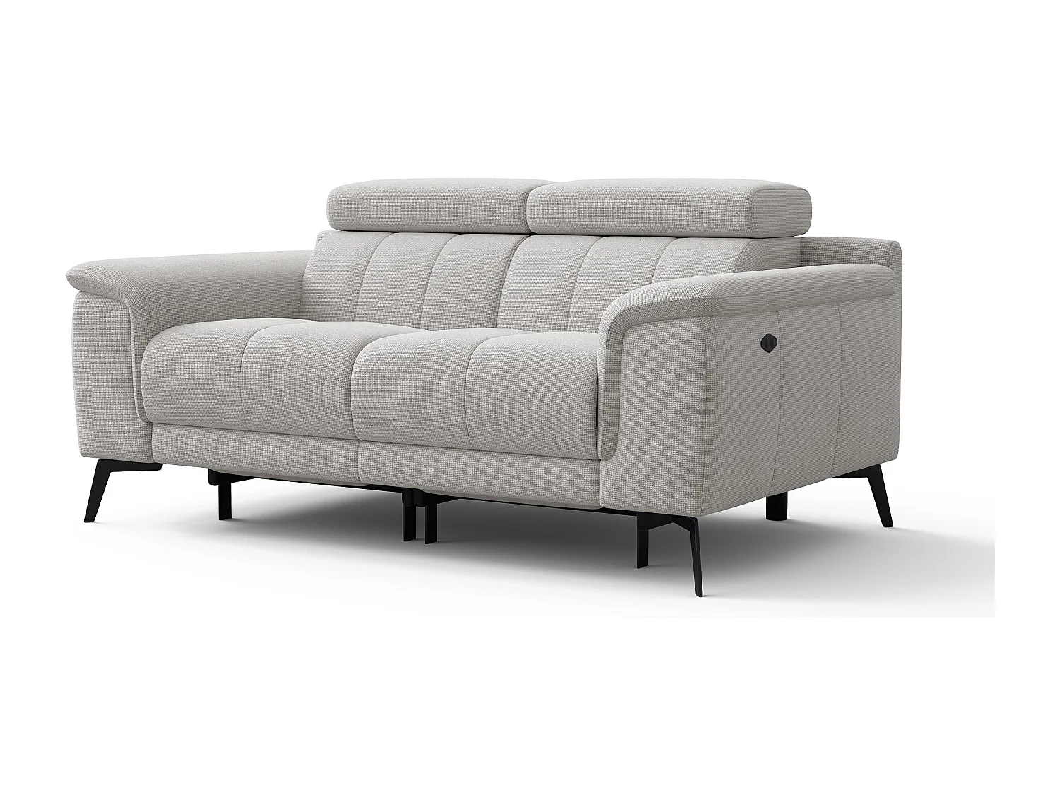 Canapé droit avec 2 relax électriques tissu gris clair - FIERO