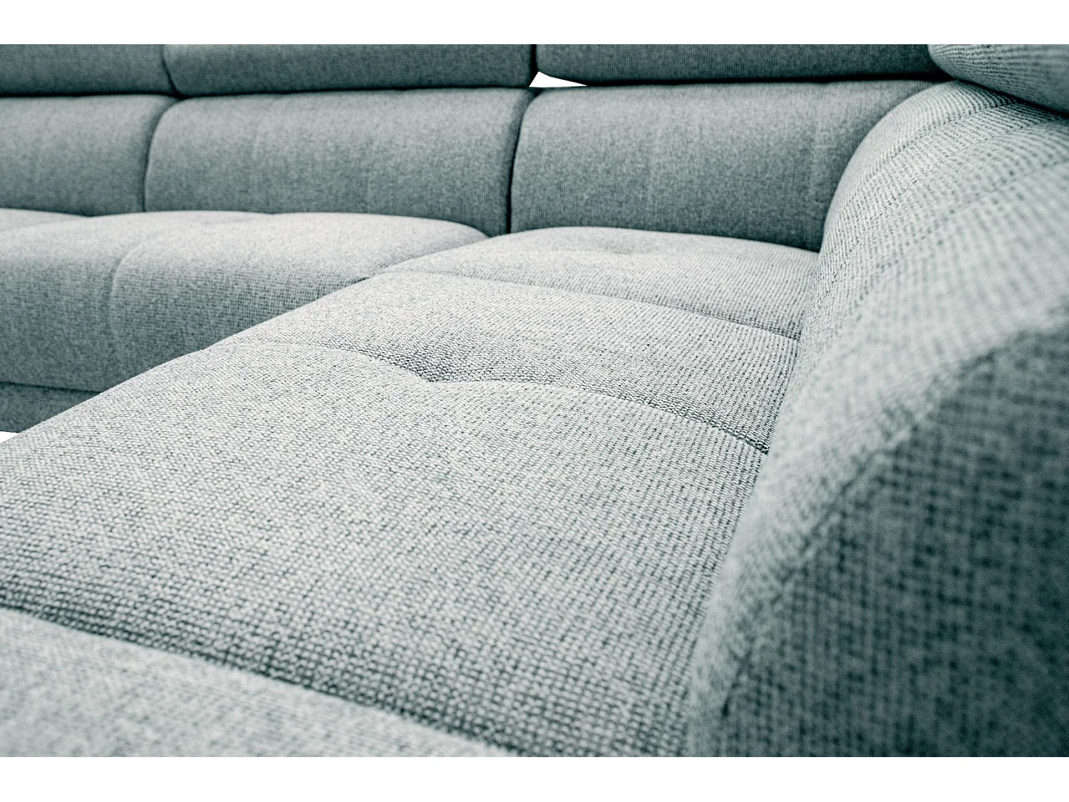 FIERO Ecksofa 5-Sitzer rechts mit 1 Relaxfunktion und verstellbare Kopfstützen, mint