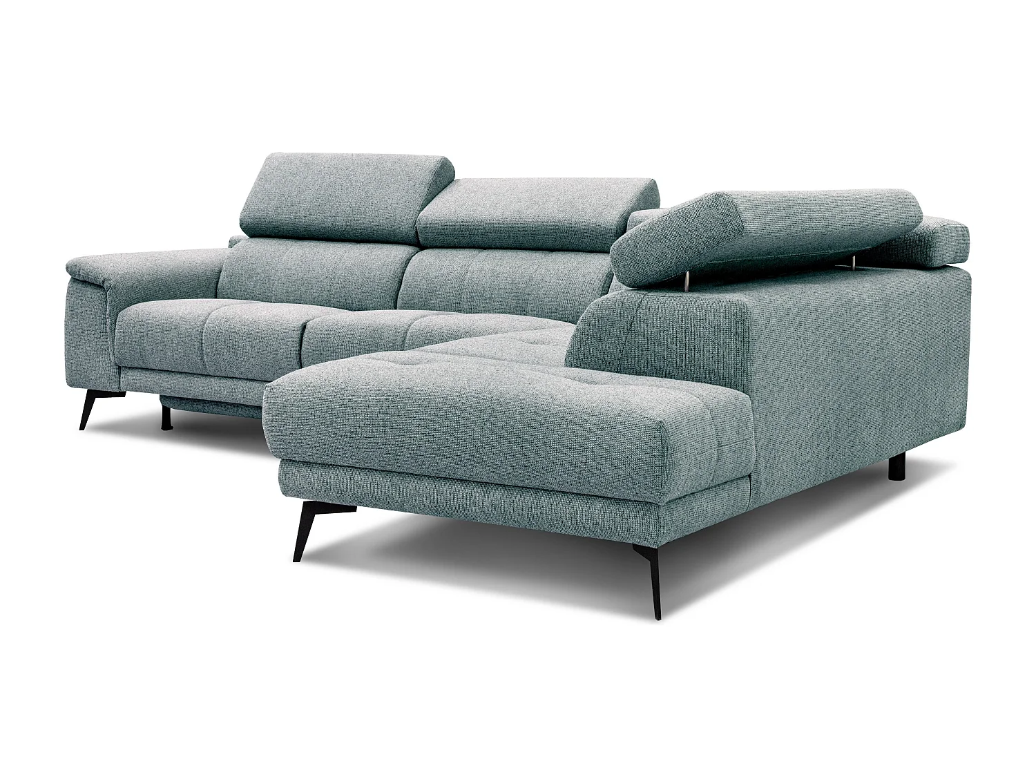 FIERO Ecksofa 5-Sitzer rechts mit 1 Relaxfunktion und verstellbare Kopfstützen, mint