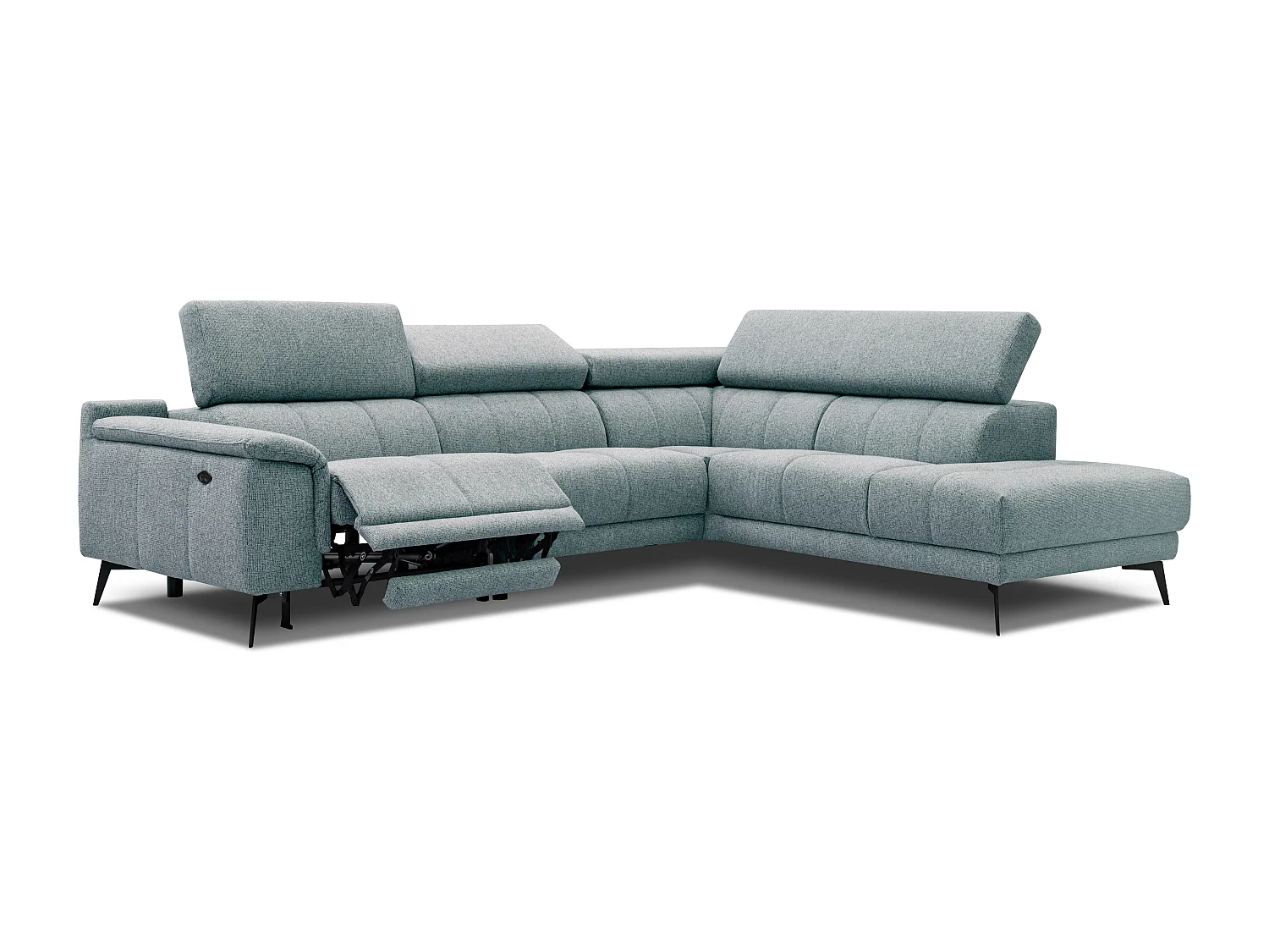 FIERO Ecksofa 5-Sitzer rechts mit 1 Relaxfunktion und verstellbare Kopfstützen, mint