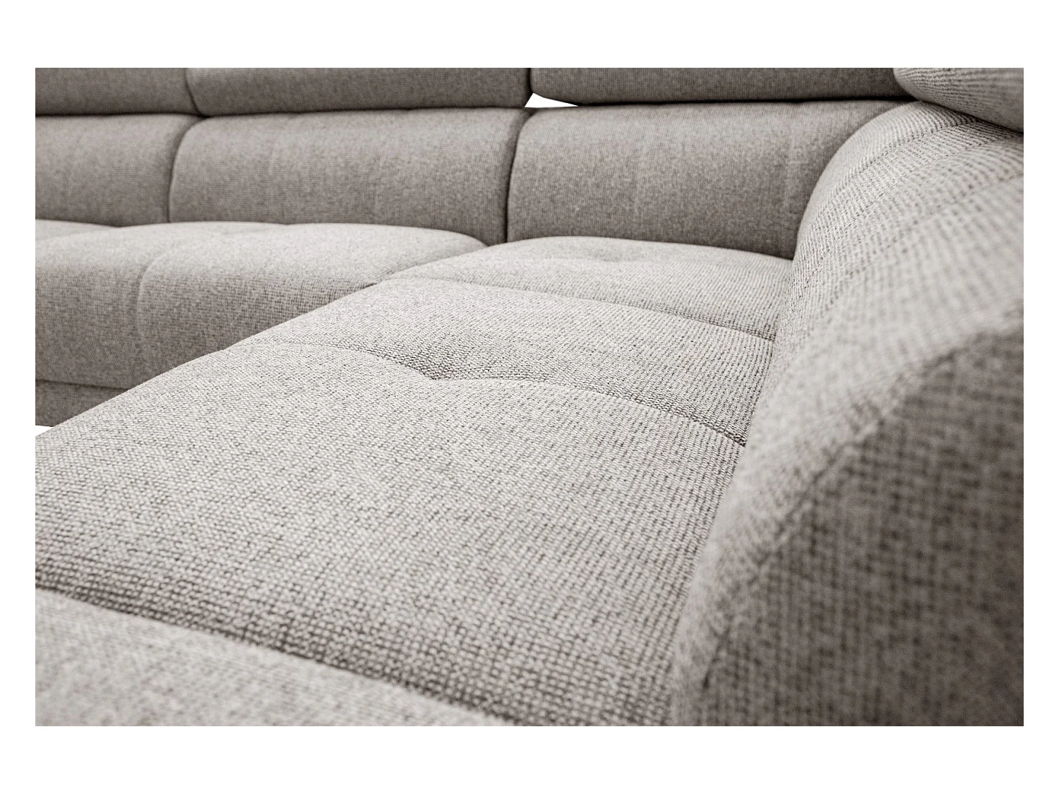 FIERO Ecksofa 5-Sitzer rechts mit 1 Relaxfunktion und verstellbare Kopfstützen, taupe