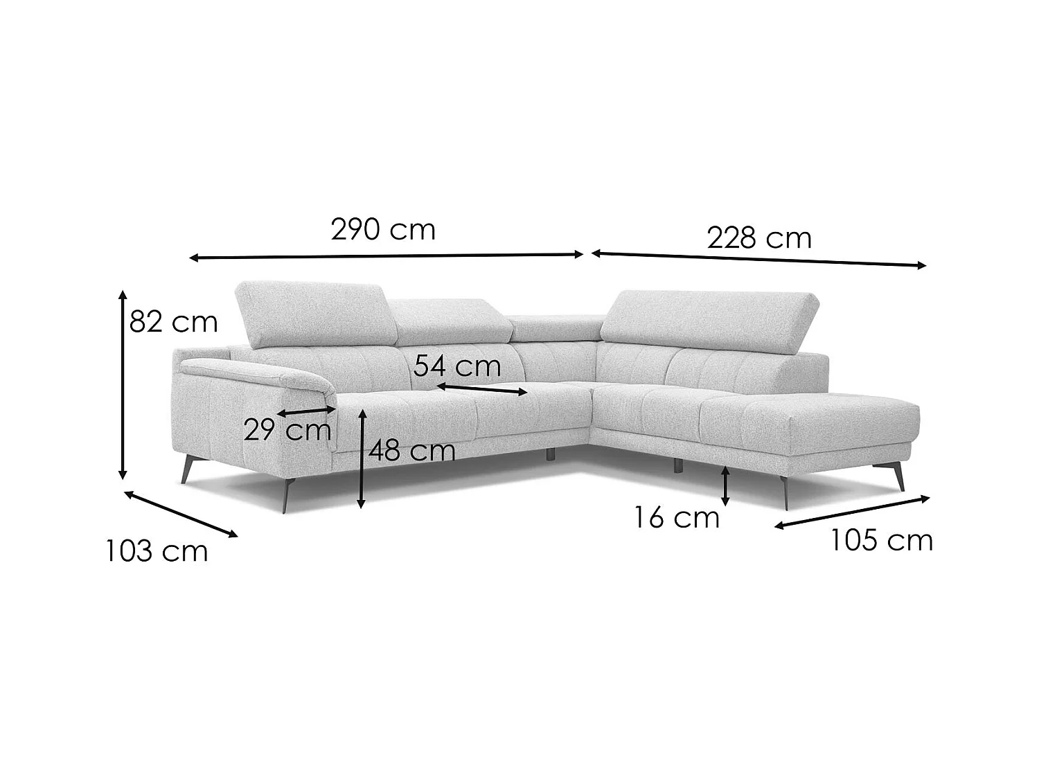 FIERO Ecksofa 5-Sitzer rechts mit 1 Relaxfunktion und verstellbare Kopfstützen, taupe