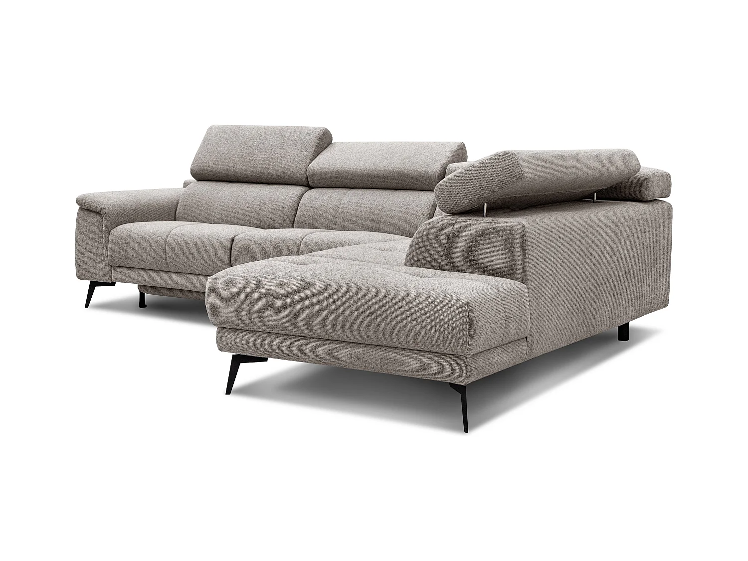 FIERO Ecksofa 5-Sitzer rechts mit 1 Relaxfunktion und verstellbare Kopfstützen, taupe