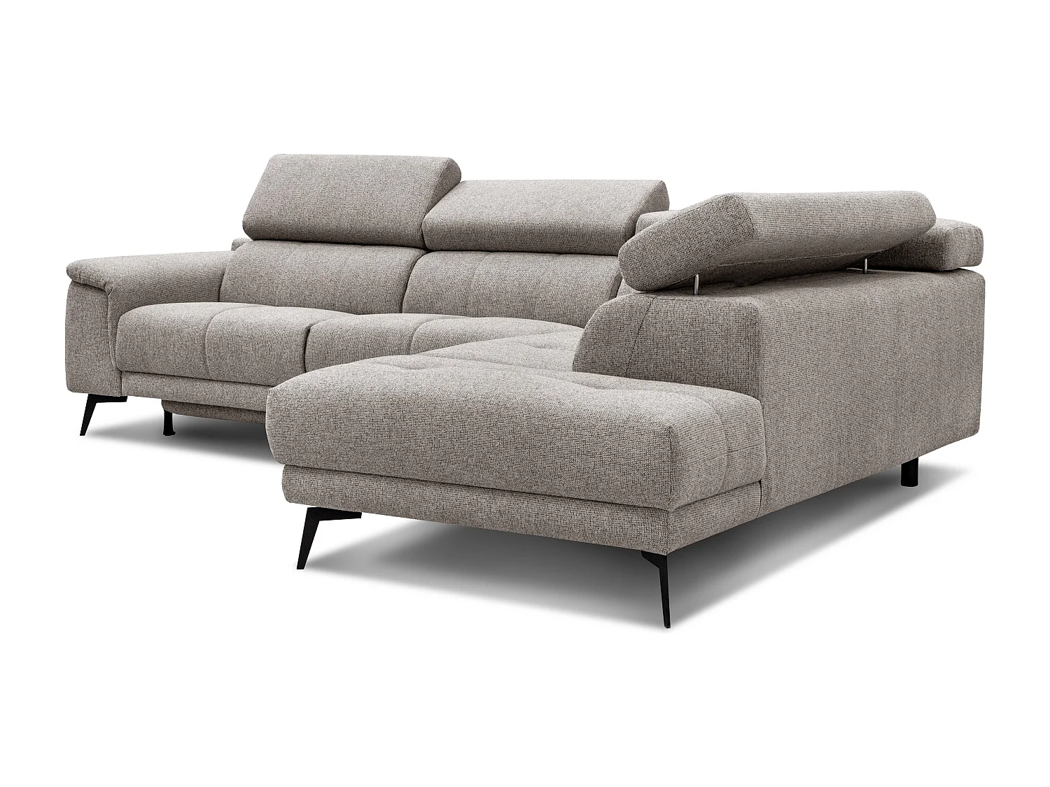 FIERO Ecksofa 5-Sitzer rechts mit 1 Relaxfunktion und verstellbare Kopfstützen, taupe