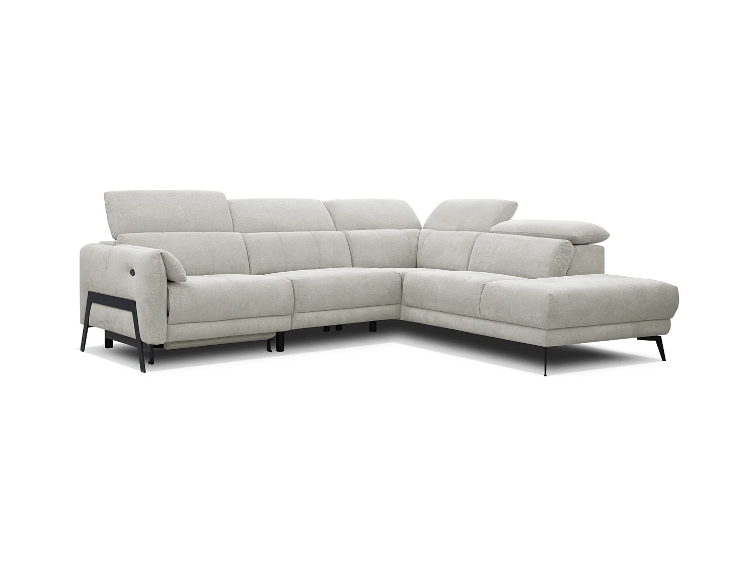 Canapé d'angle 5 places avec un relax électrique tissu écru - SCALA
