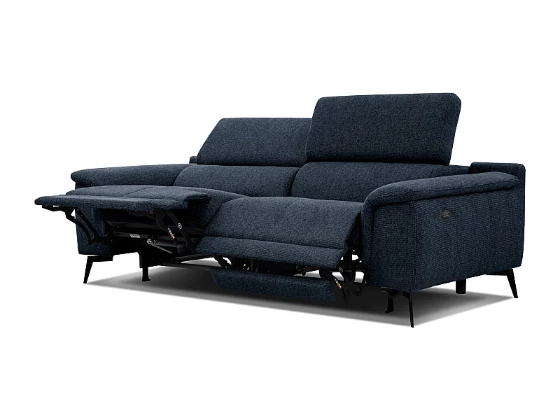 FIERO Sofa 3-Sitzer mit 2 Relaxfunktionen und verstellbare Kopfstützen, marineblau