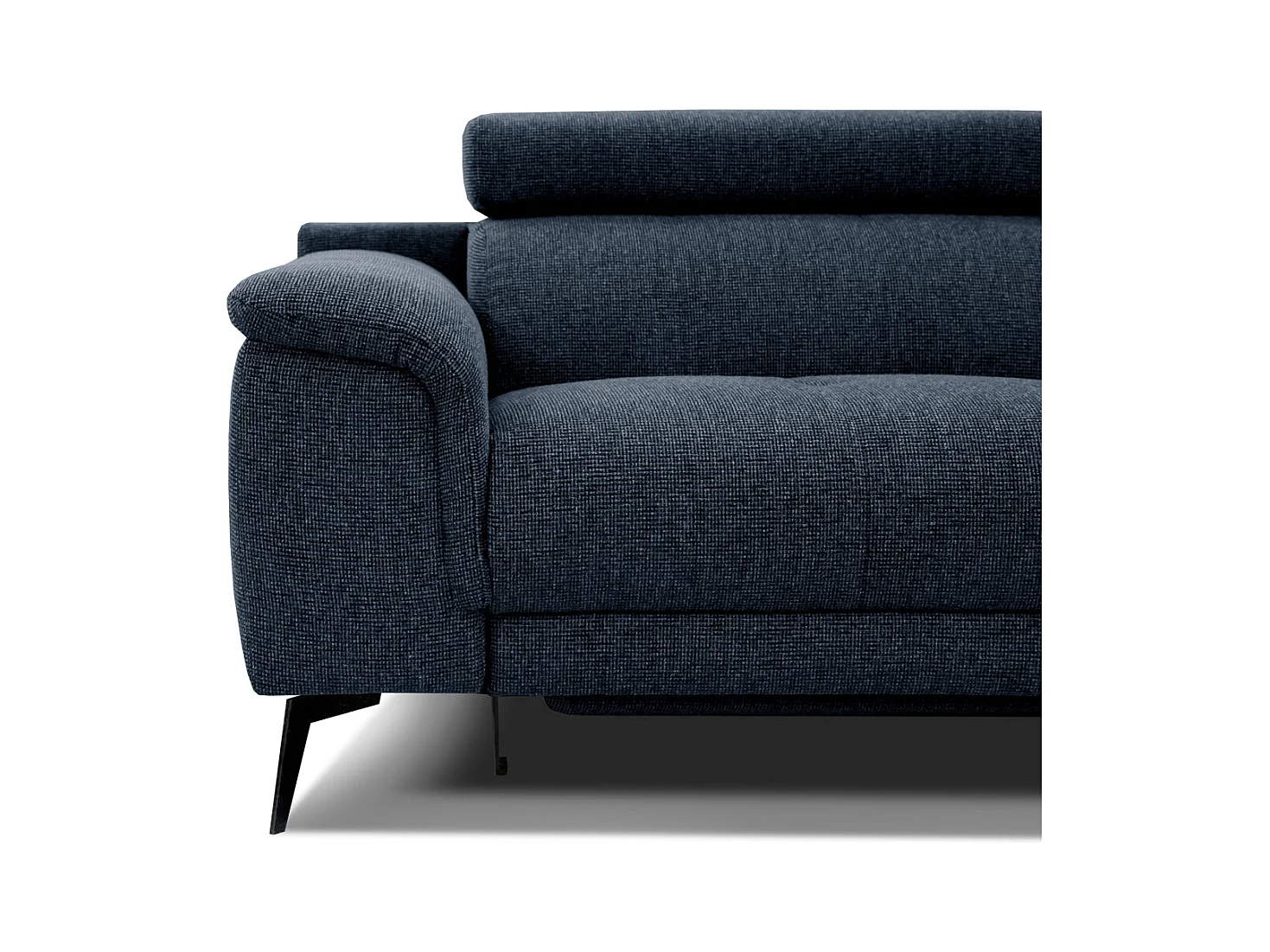 Canapé droit 3 places avec 2 relax électriques tissu bleu foncé -  FIERO