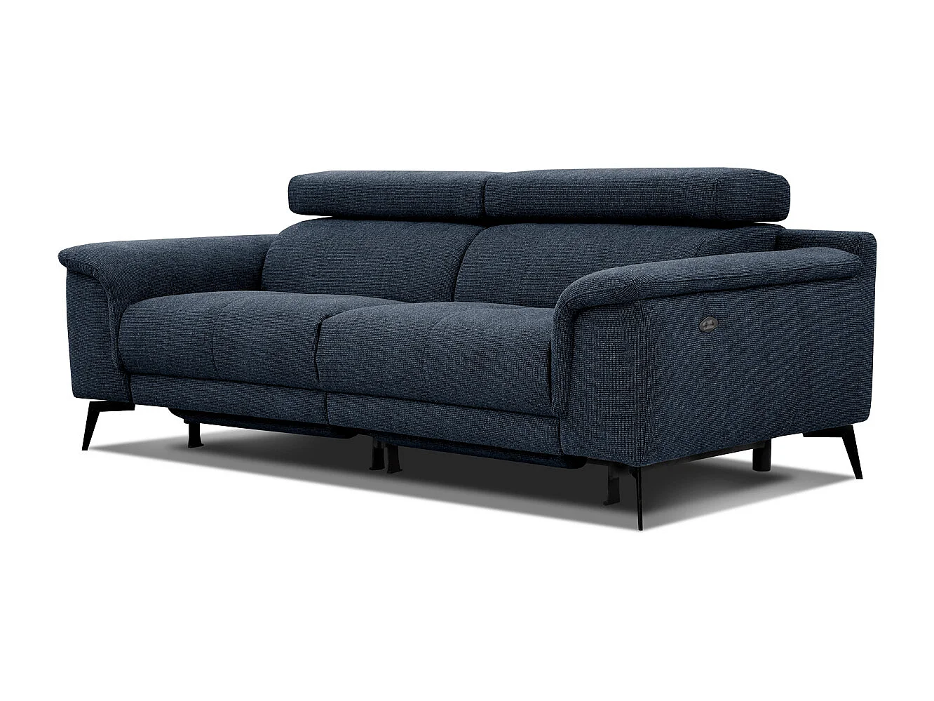 FIERO Sofa 3-Sitzer mit 2 Relaxfunktionen und verstellbare Kopfstützen, marineblau