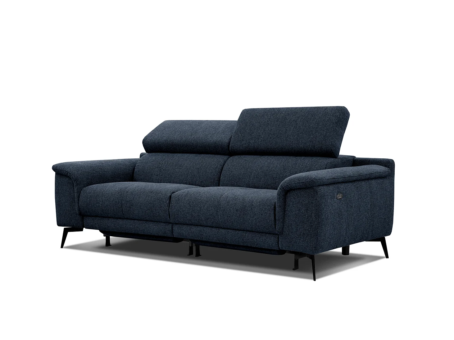 FIERO Sofa 3-Sitzer mit 2 Relaxfunktionen und verstellbare Kopfstützen, marineblau