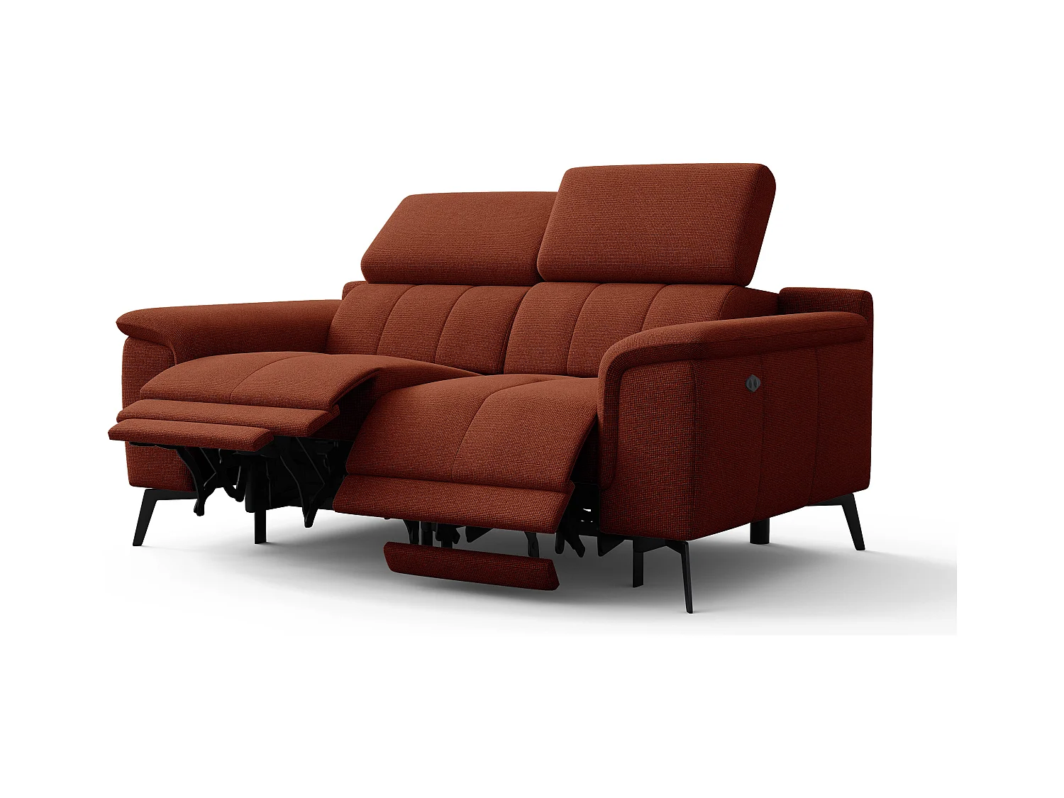 FIERO Sofa 2-Sitzer mit 2 Relaxfunktionen und verstellbare Kopfstützen, dunkelorange