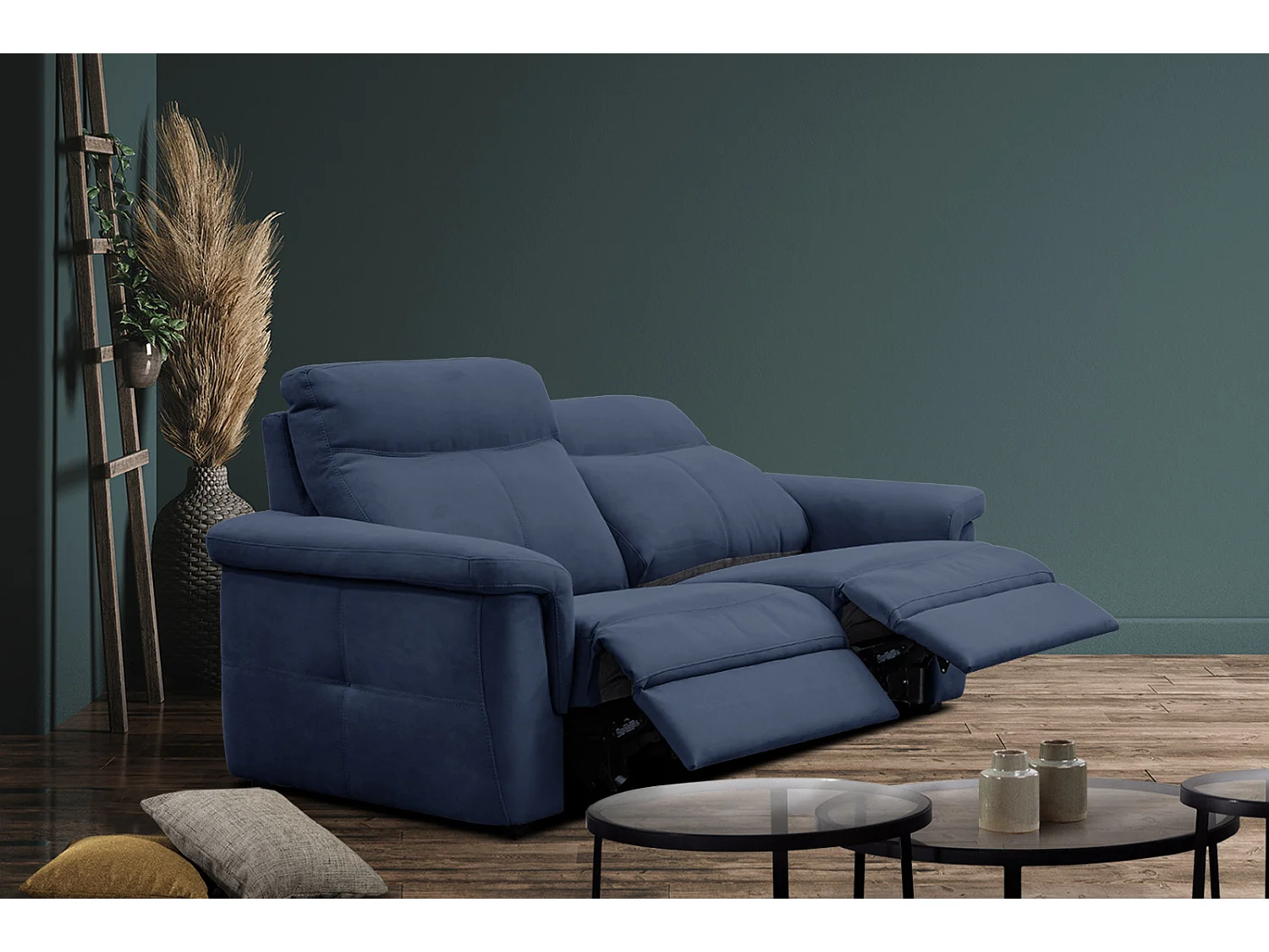 JONES Sofa 2-Sitzer mit 2 Relaxfunktionen, dunkelblau