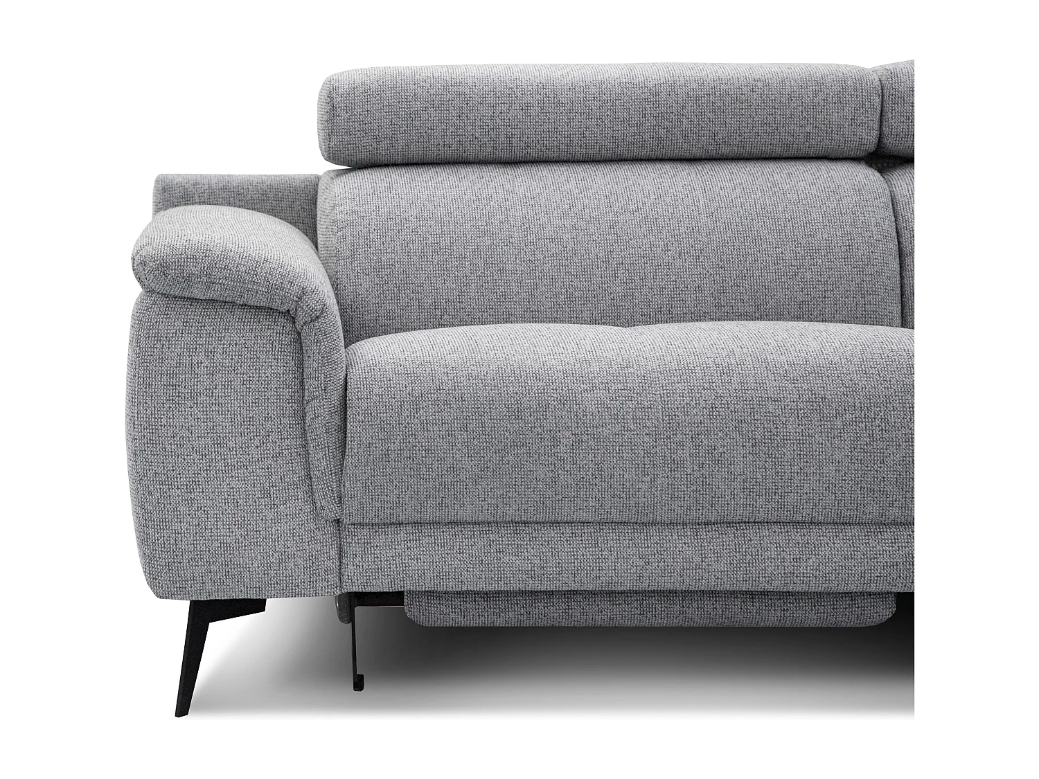 FIERO Ecksofa 5-Sitzer rechts mit 1 Relaxfunktion und verstellbare Kopfstützen, silbergrau