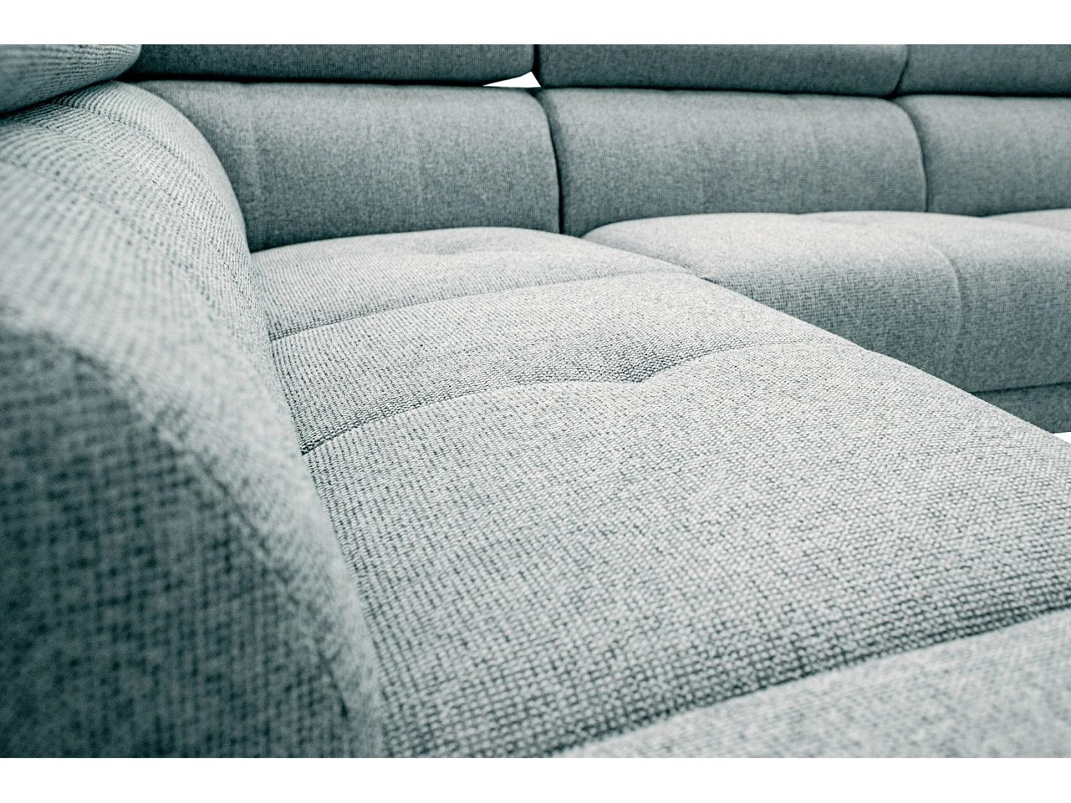 Canapé d'angle 5 places avec un relax électrique tissu turquoise - FIERO