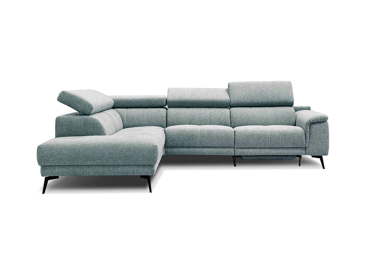 Canapé d'angle 5 places avec un relax électrique tissu turquoise - FIERO