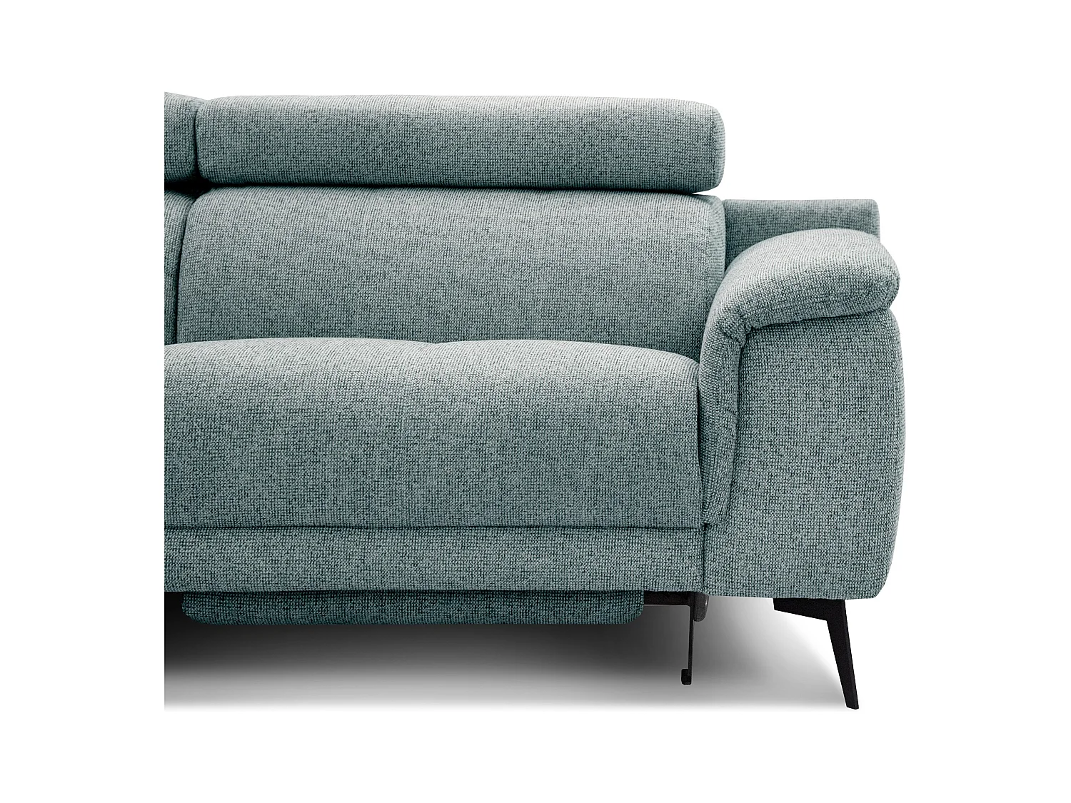 FIERO Ecksofa 5-Sitzer links mit 1 Relaxfunktion und verstellbare Kopfstützen, mint