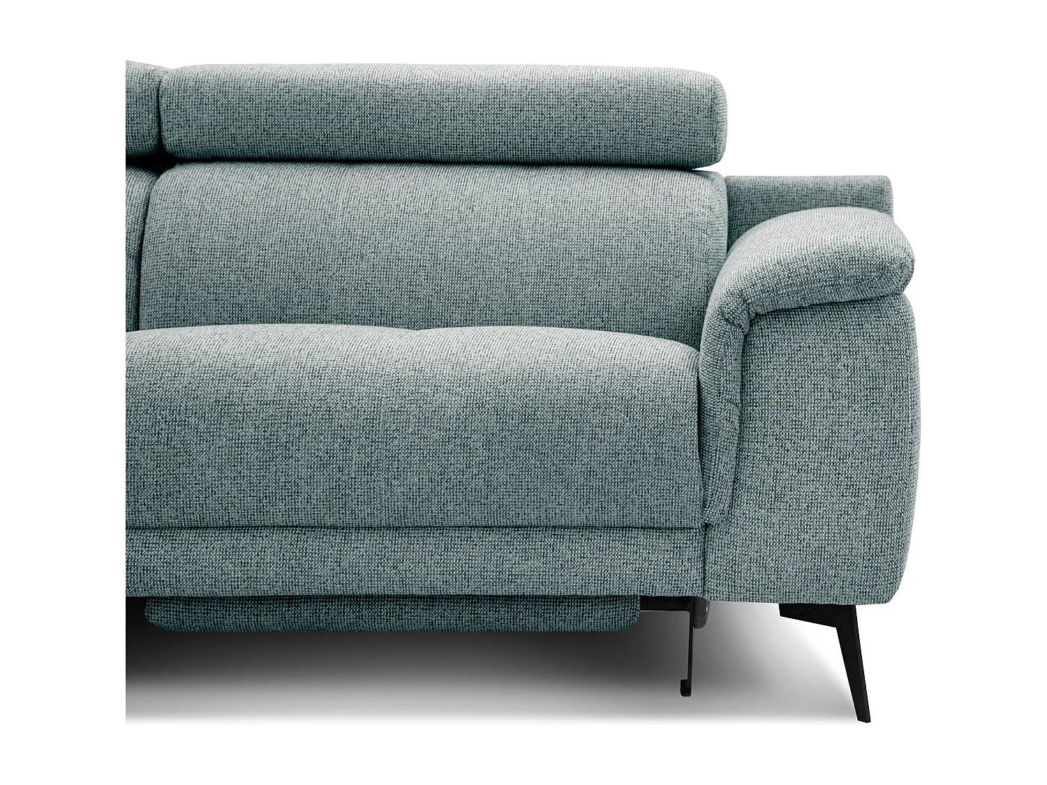 FIERO Ecksofa 5-Sitzer links mit 1 Relaxfunktion und verstellbare Kopfstützen, mint