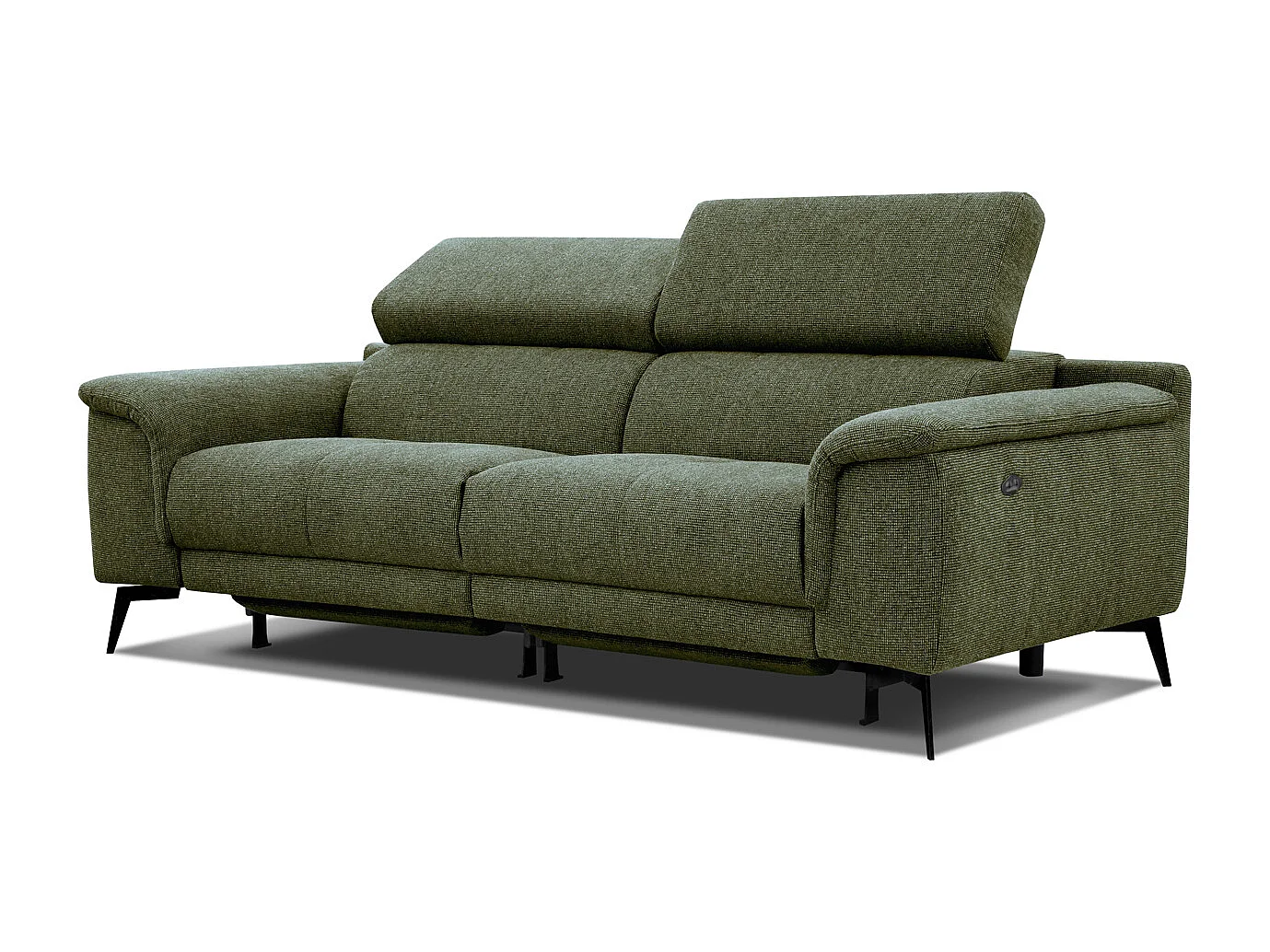 FIERO Sofa 3-Sitzer mit 2 Relaxfunktionen und verstellbare Kopfstützen, olive