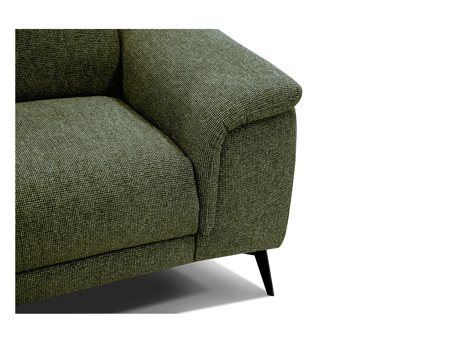 Canapé droit 3 places avec 2 relax électriques tissu vert olive - FIERO