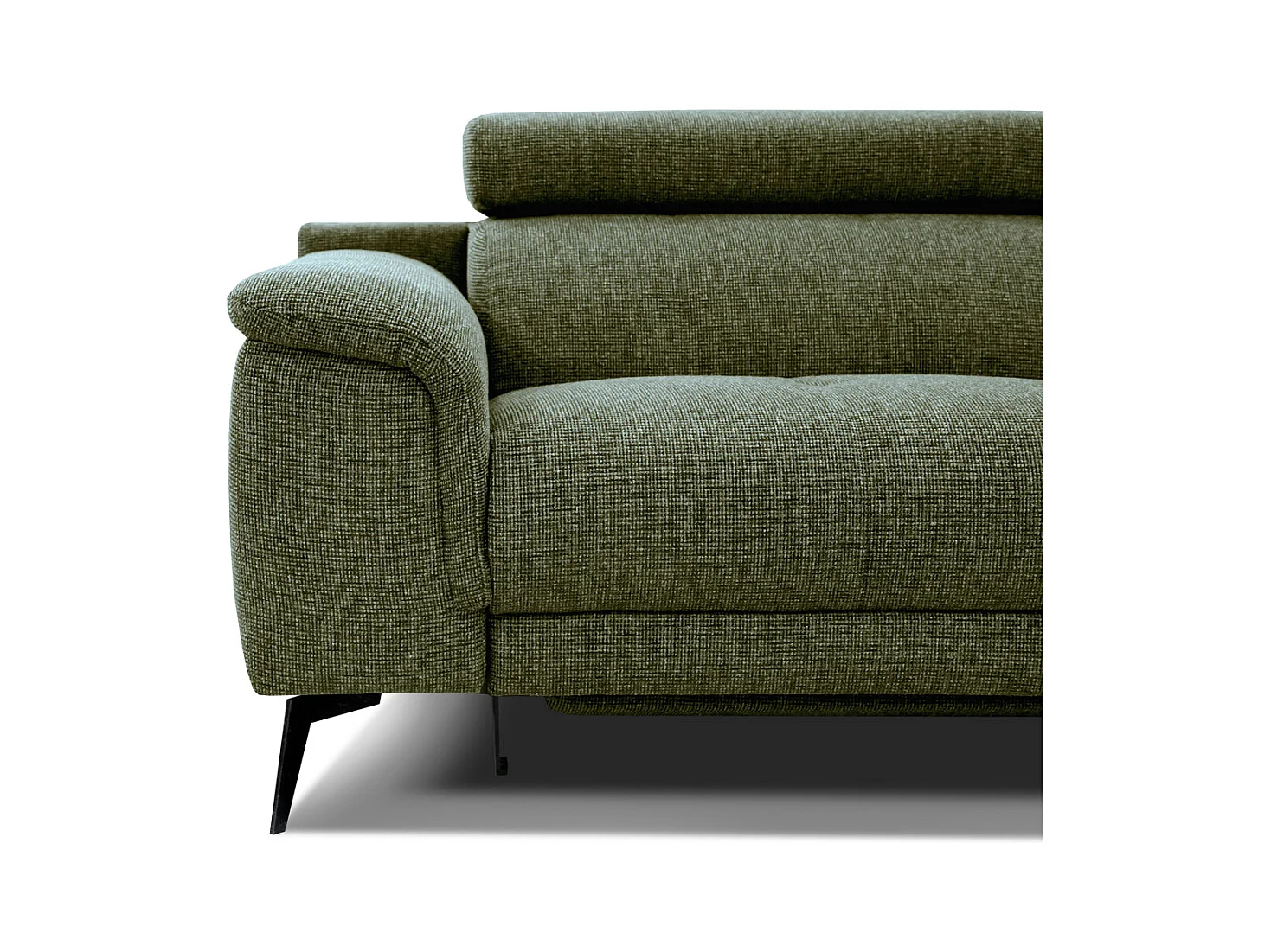 Canapé droit 3 places avec 2 relax électriques tissu vert olive - FIERO