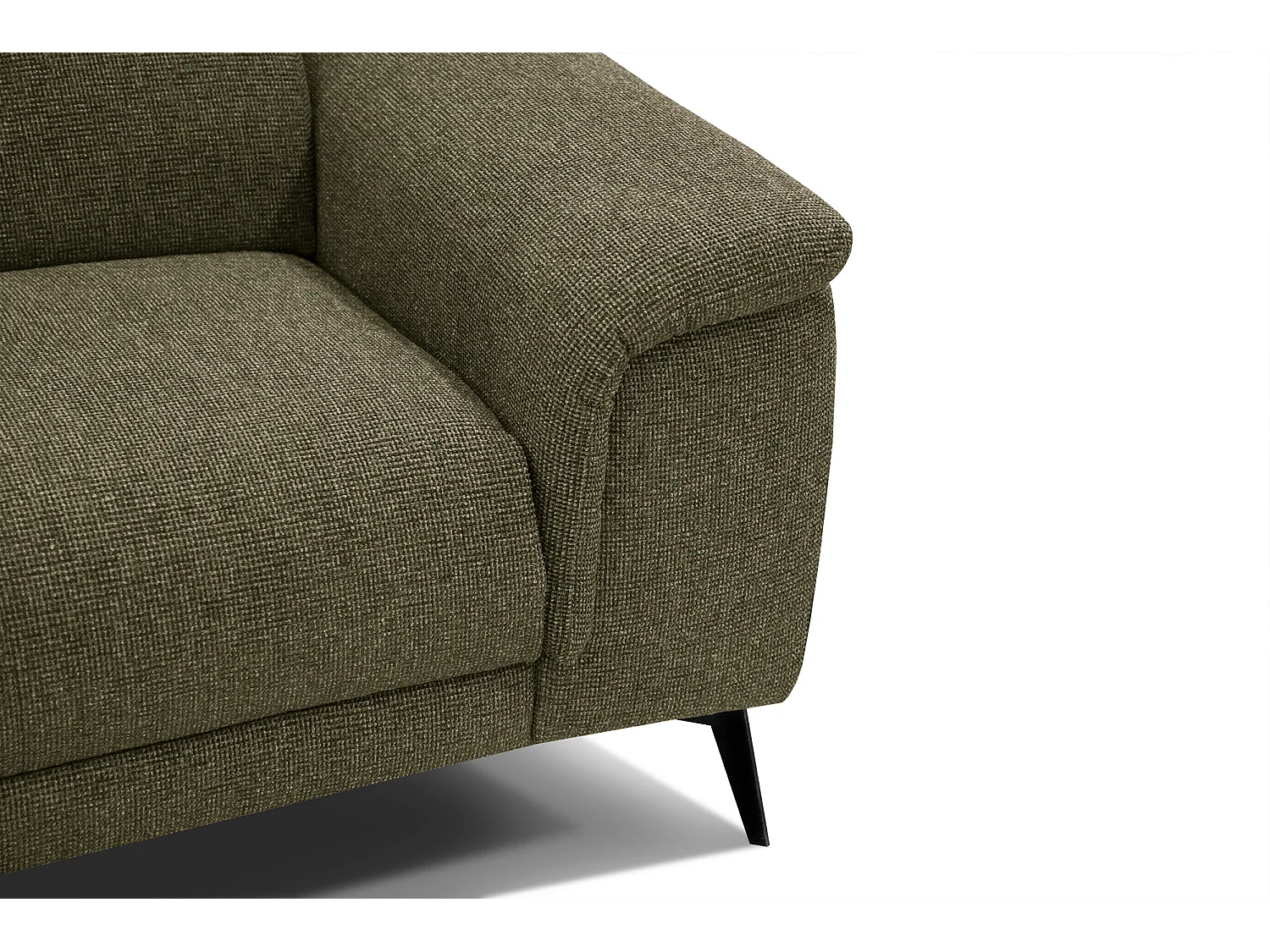 Canapé droit 3 places avec 2 relax électriques tissu vert olive - FIERO