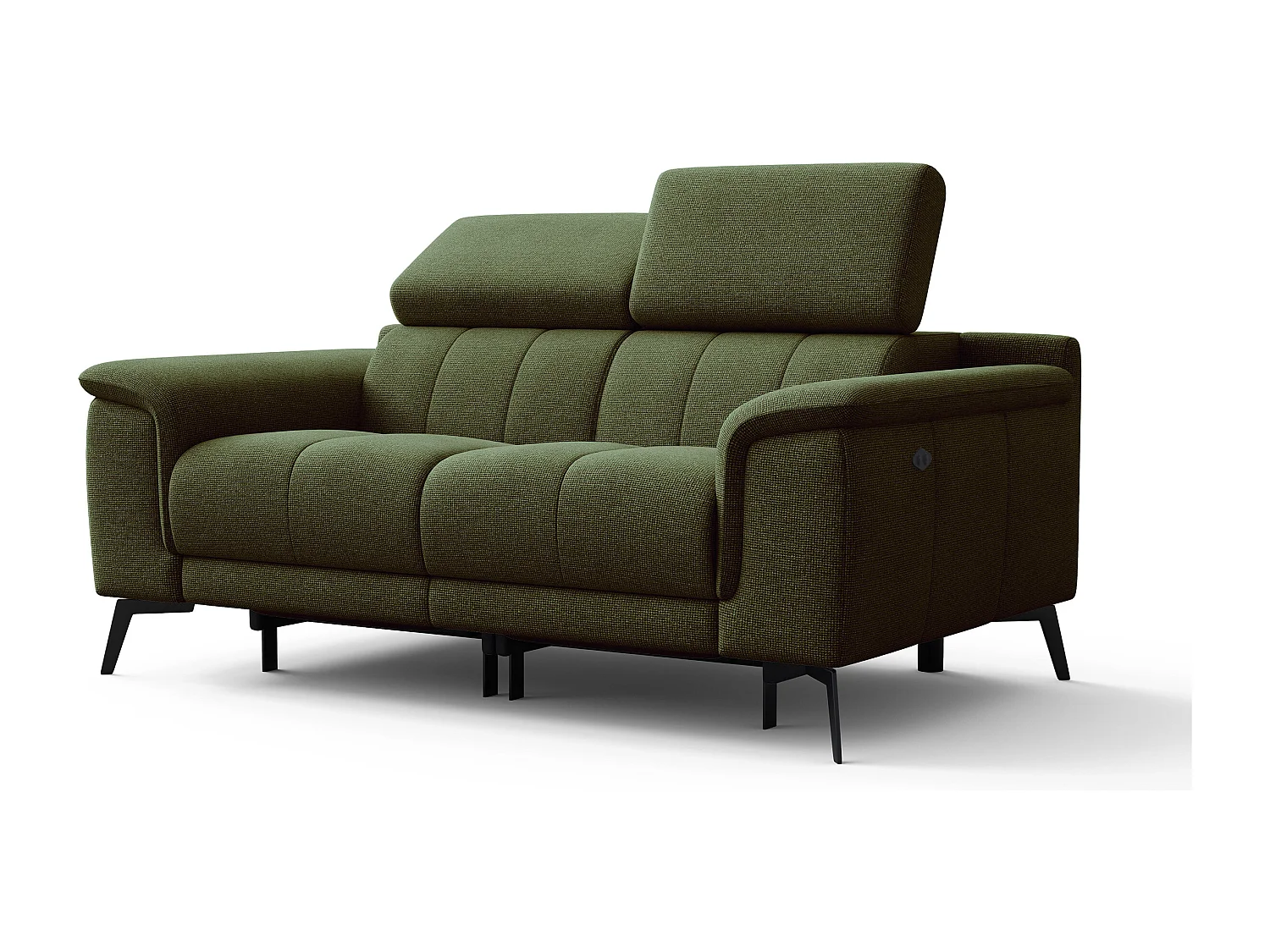 FIERO Sofa 2-Sitzer mit 2 Relaxfunktionen und verstellbare Kopfstützen, olive