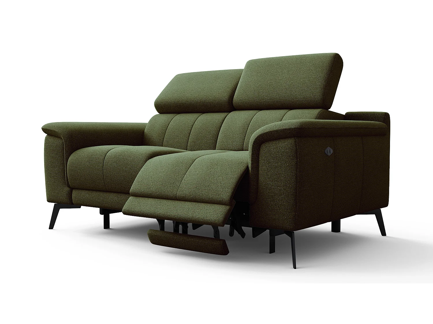 FIERO Sofa 2-Sitzer mit 2 Relaxfunktionen und verstellbare Kopfstützen, olive