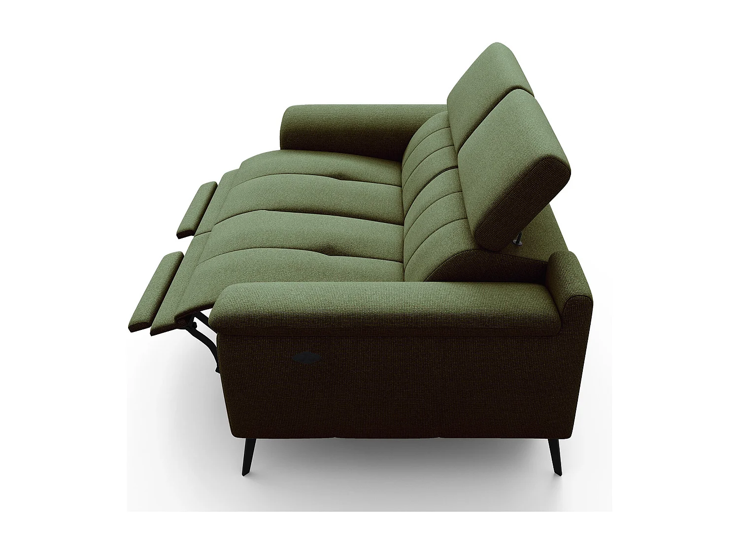 FIERO Sofa 2-Sitzer mit 2 Relaxfunktionen und verstellbare Kopfstützen, olive