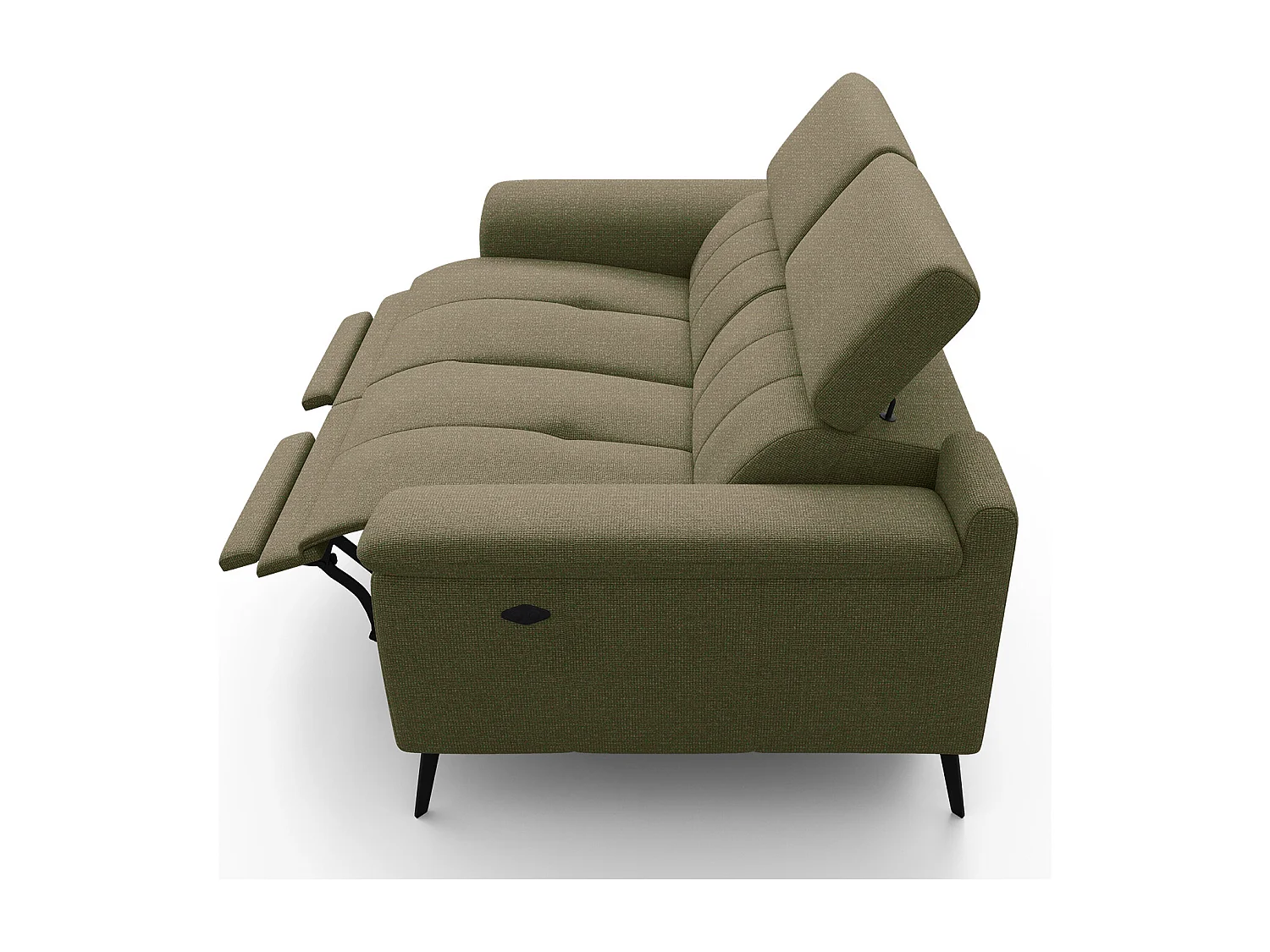 Canapé droit avec 2 relax électriques tissu olive - FIERO