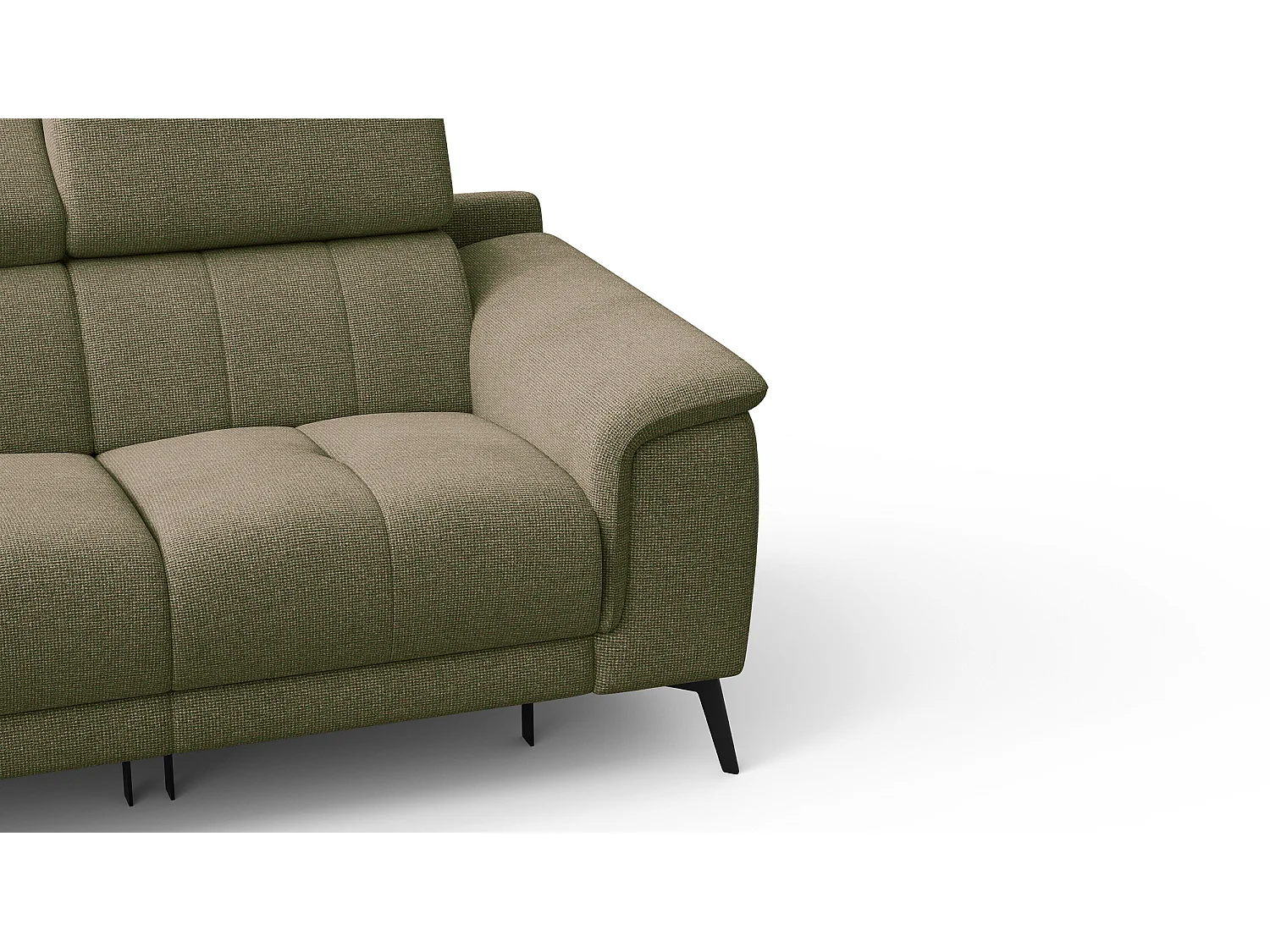 Canapé droit avec 2 relax électriques tissu olive - FIERO