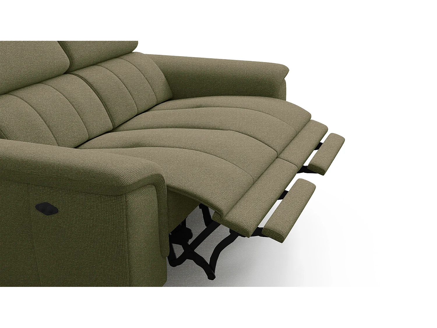 Canapé droit avec 2 relax électriques tissu olive - FIERO