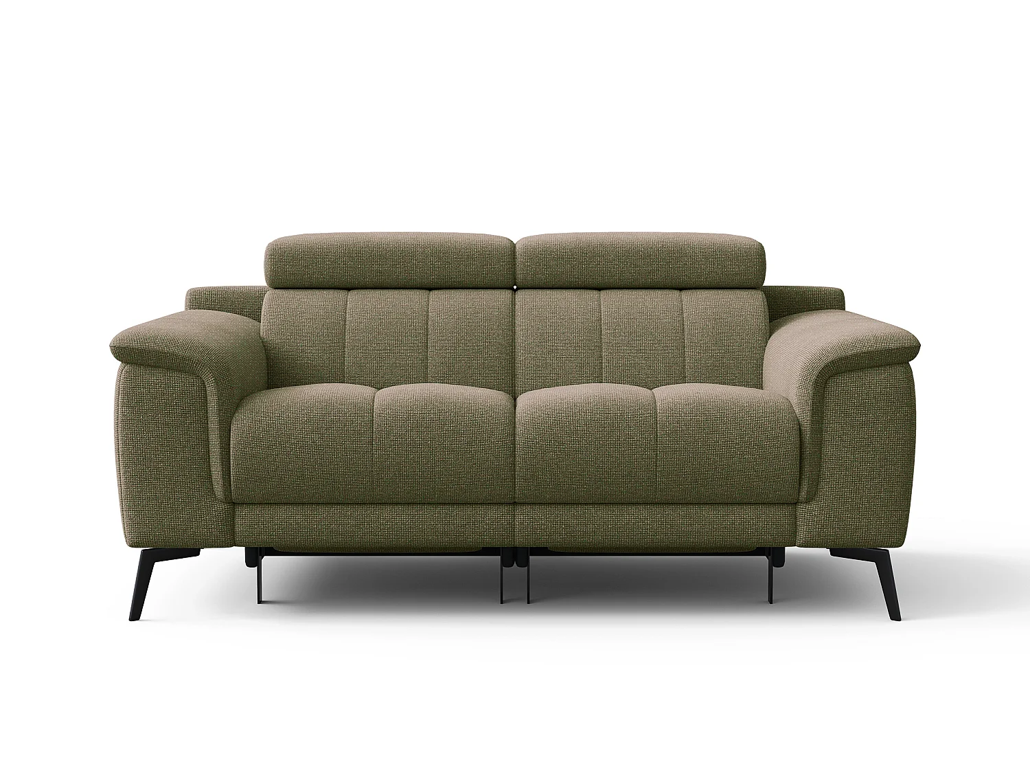 FIERO Sofa 2-Sitzer mit 2 Relaxfunktionen und verstellbare Kopfstützen, olive