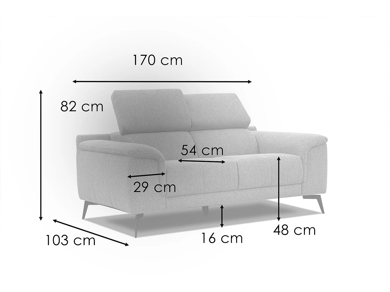 FIERO Sofa 2-Sitzer mit 2 Relaxfunktionen und verstellbare Kopfstützen, olive