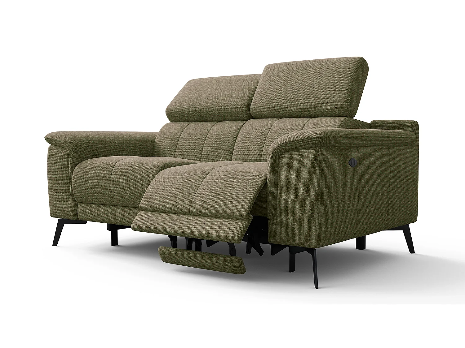 FIERO Sofa 2-Sitzer mit 2 Relaxfunktionen und verstellbare Kopfstützen, olive