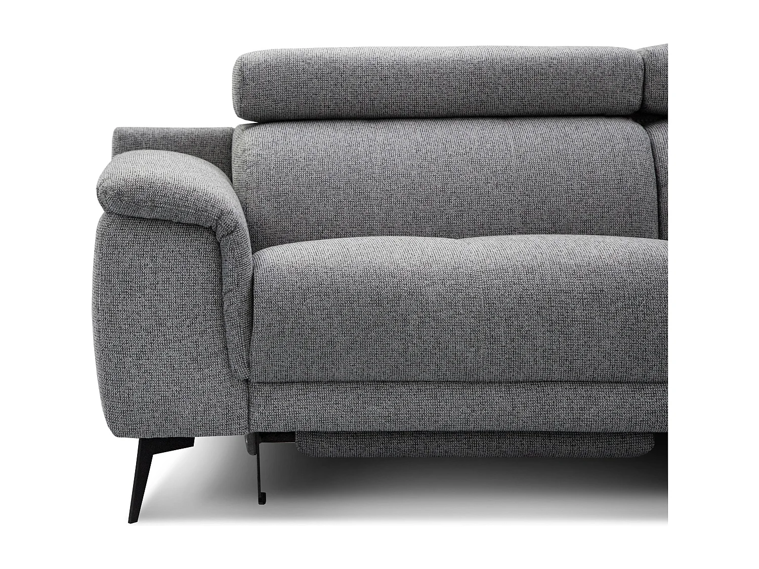 FIERO Ecksofa 5-Sitzer rechts mit 1 Relaxfunktion und verstellbare Kopfstützen, grau