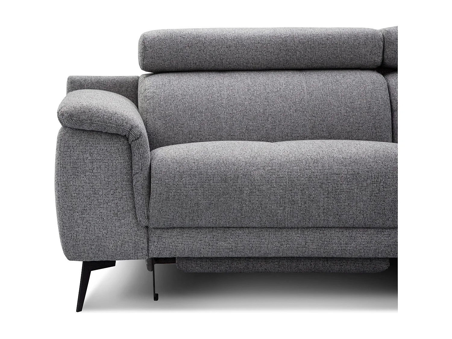 FIERO Ecksofa 5-Sitzer rechts mit 1 Relaxfunktion und verstellbare Kopfstützen, grau