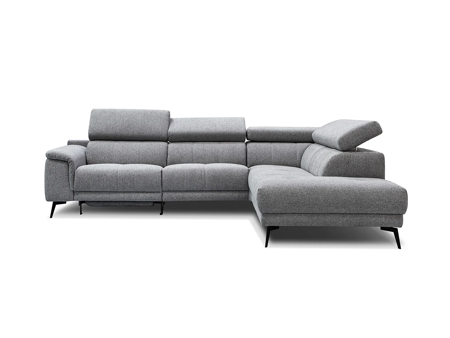 Canapé d'angle 5 places avec un relax électrique tissu gris - FIERO